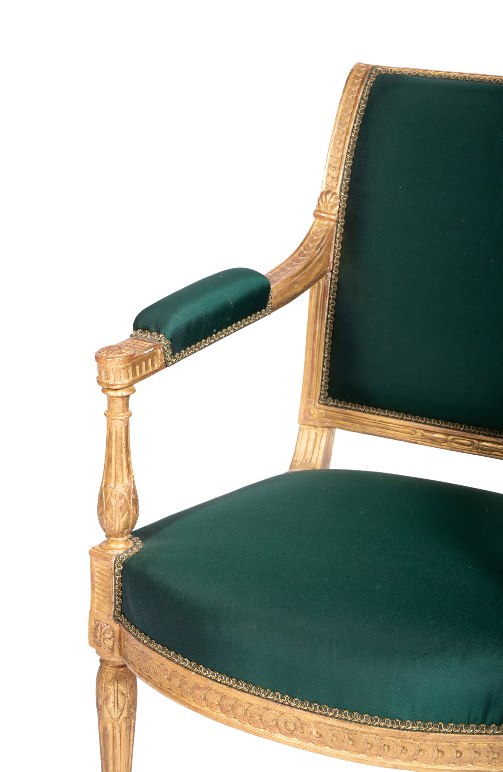 A PAIR OF GILTWOOD AND UPHOLSTERED FAUTEUILS, IN LOUIS XVI STYLE, LAST QUARTER 19TH CENTURY - 2