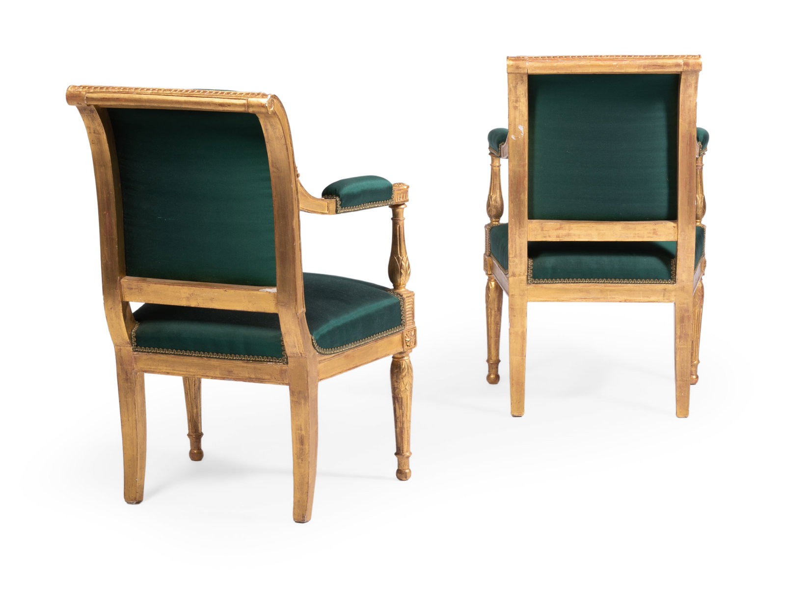 A PAIR OF GILTWOOD AND UPHOLSTERED FAUTEUILS, IN LOUIS XVI STYLE, LAST QUARTER 19TH CENTURY - 3