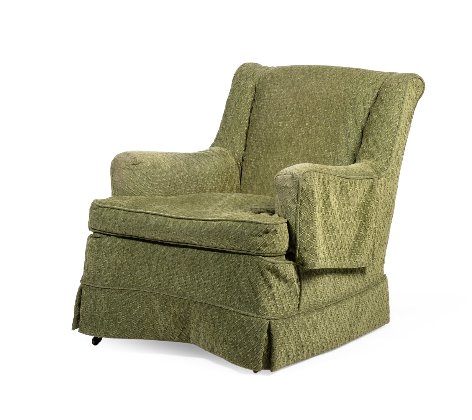 A 'ST JAMES' EASY ARMCHAIR, BY SIBYL COLEFAX & JOHN FOWLER, LATE 20TH CENTURY: A 'ST JAMES' EASY ARMCHAIR BY SIBYL COLEFAX & JOHN FOWLER, LATE 20TH CENTURY Upholstered in Colefax & Fowler 'Hops' fabric, with a green velvet loose cover 85cm high, 73cm wide, 80cm