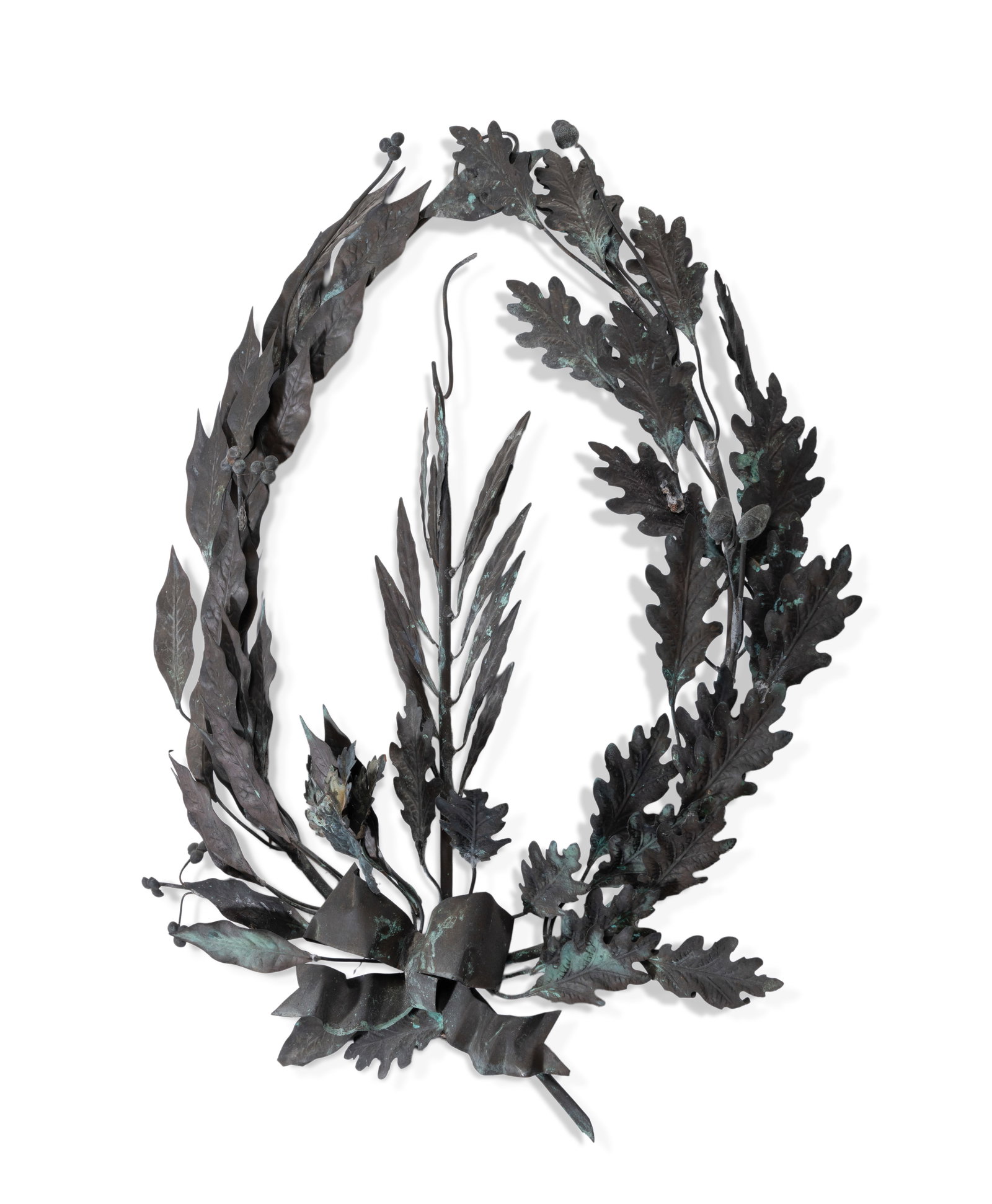 A GREEN PAINTED TOLE WREATH WALL DECORATION, 19TH CENTURY - 2