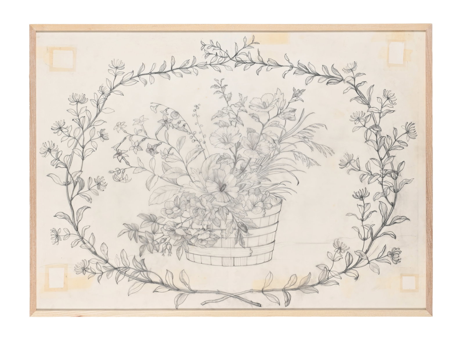 GEORGE OAKES (BRITISH 1927-2017), A PAIR OR PREPARATORY SKETCHES OF STILL LIFES IN FLOWER GARLANDS - 2