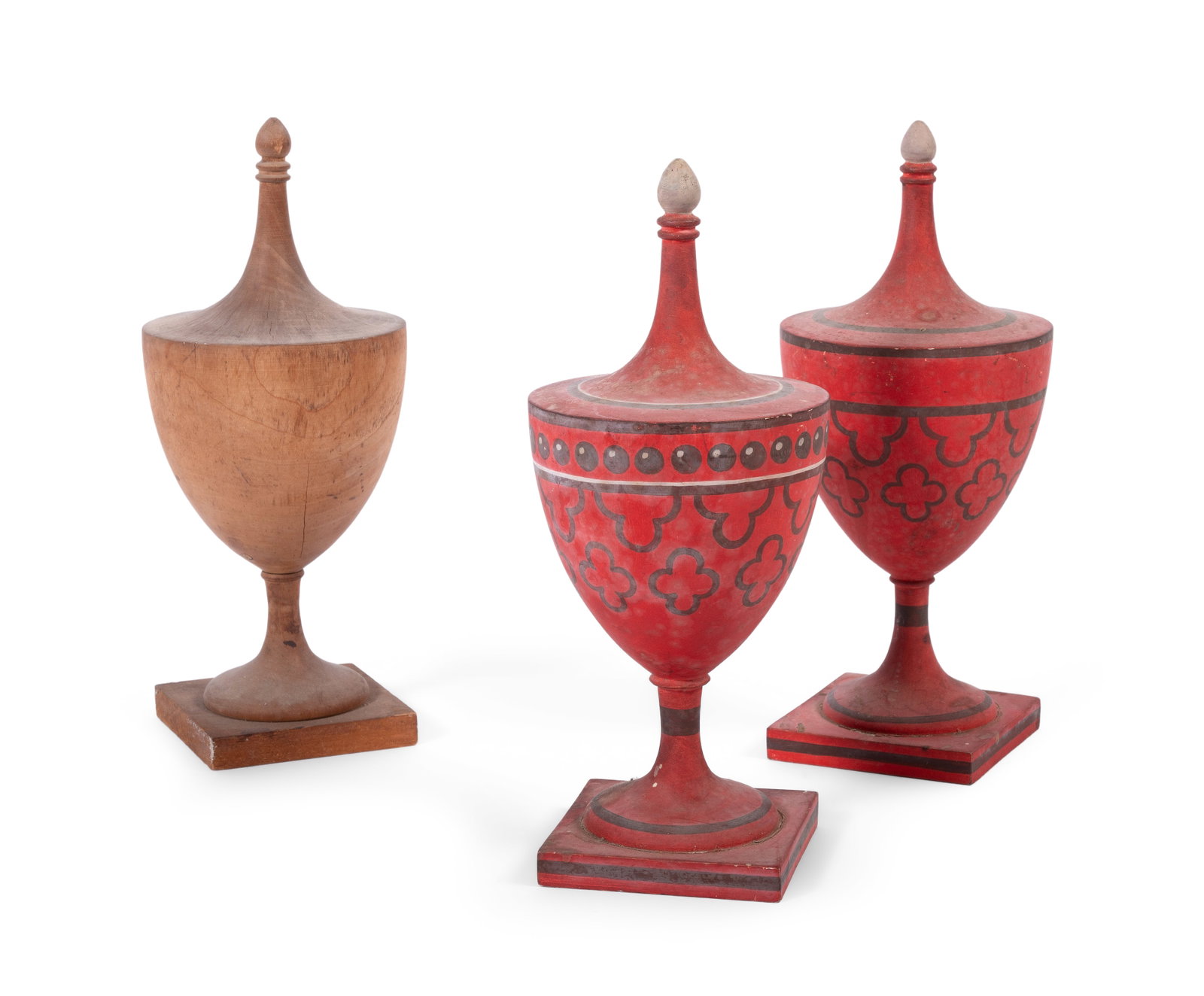 A PAIR OF PAINTED WOODEN URNS, BY GEORGE OAKES FOR SIBYL COLEFAX & JOHN FOWLER, AND ANOTHER (1 of 1)