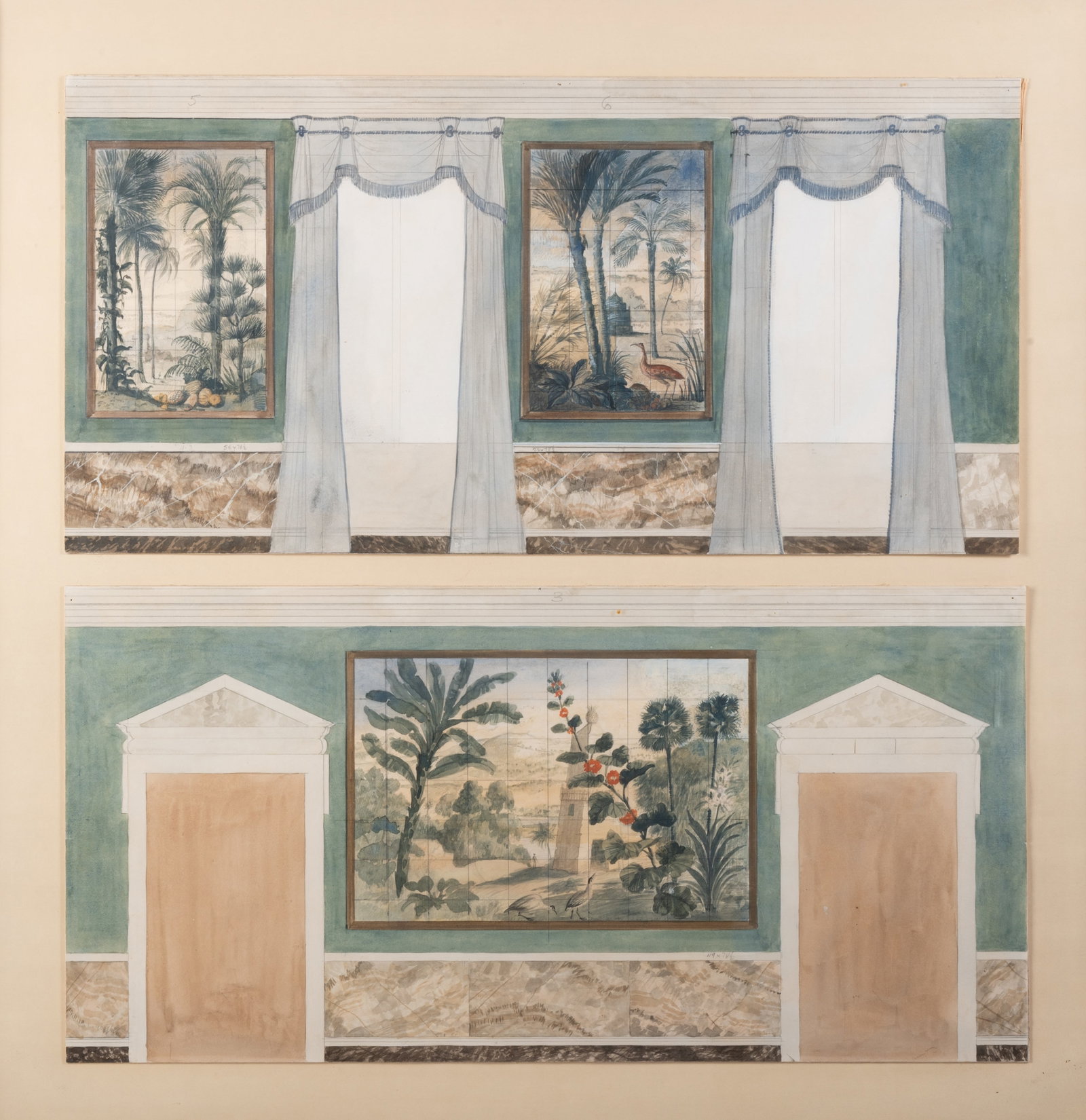 λ GEORGE OAKES (BRITISH 1927-2017), A SET OF FOUR INTERIOR DESIGN ELEVATIONS - 2