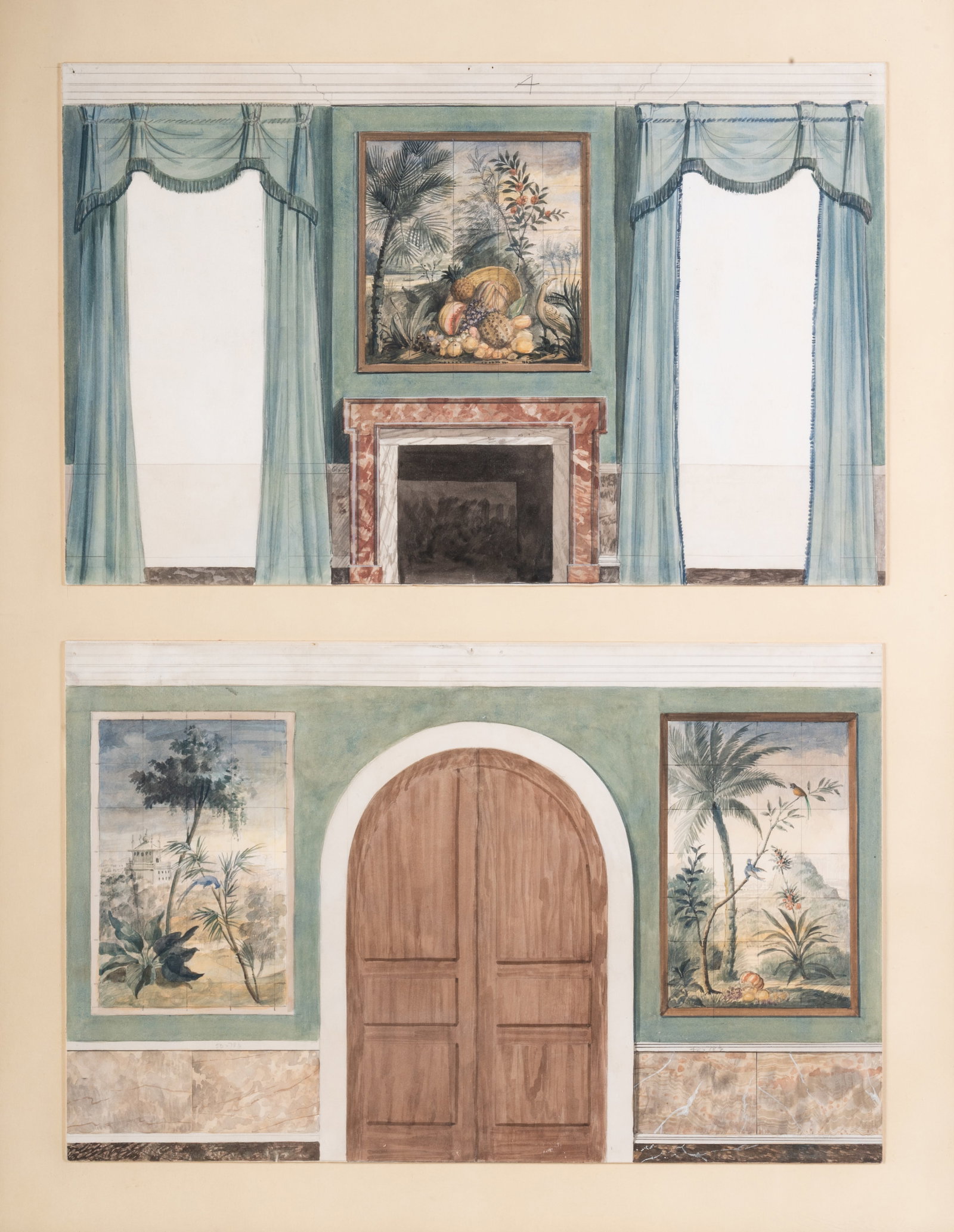 λ GEORGE OAKES (BRITISH 1927-2017), A SET OF FOUR INTERIOR DESIGN ELEVATIONS - 3