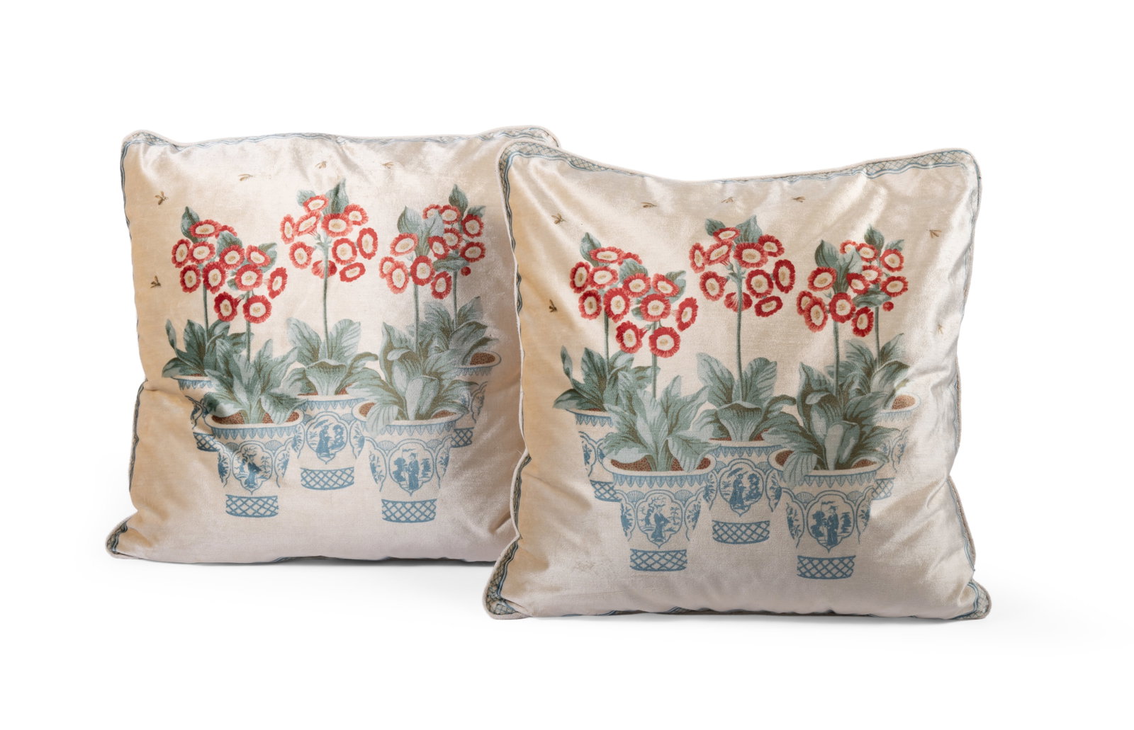 A PAIR OF PRINTED VELVET CUSHIONS, BY GEORGE OAKES, LATE 20TH CENTURY (1 of 1)