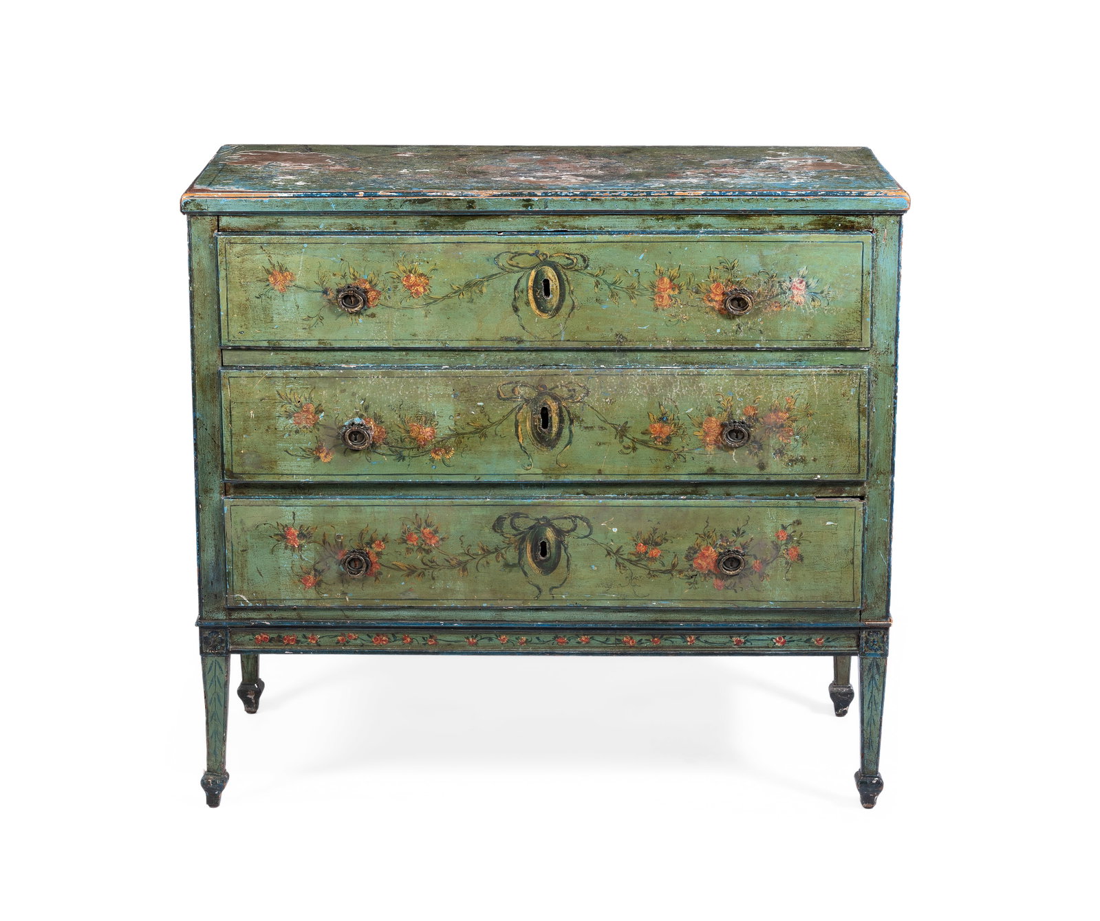 AN ITALIAN PAINTED NEO-CLASSICAL COMMODE, LATE 18TH OR EARLY 19TH CENTURY AND LATER (1 of 3)