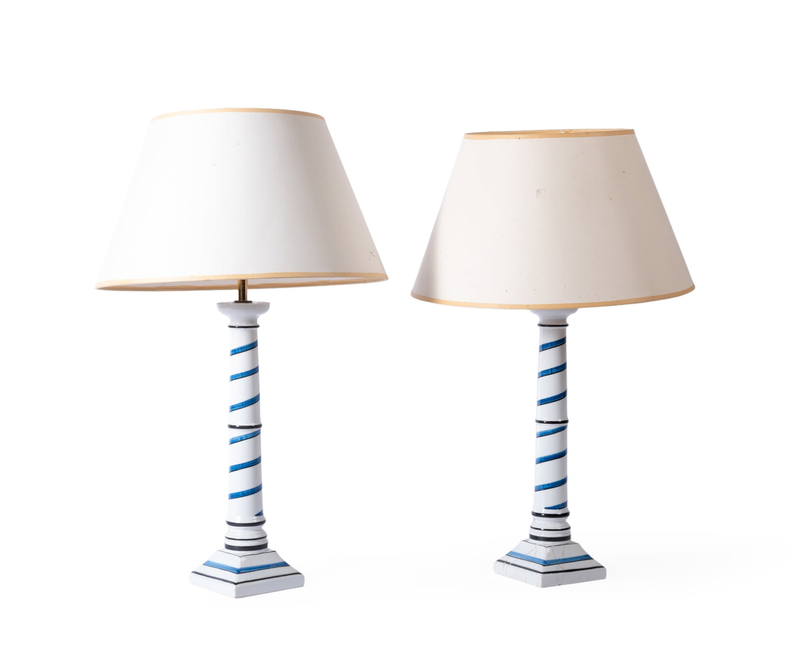 TWO PAIRS OF SPIRAL PAINTED CERAMIC TABLE LAMPS, BY SIBYL COLEFAX & JOHN FOWLER, LATE 20TH CENTURY - 2