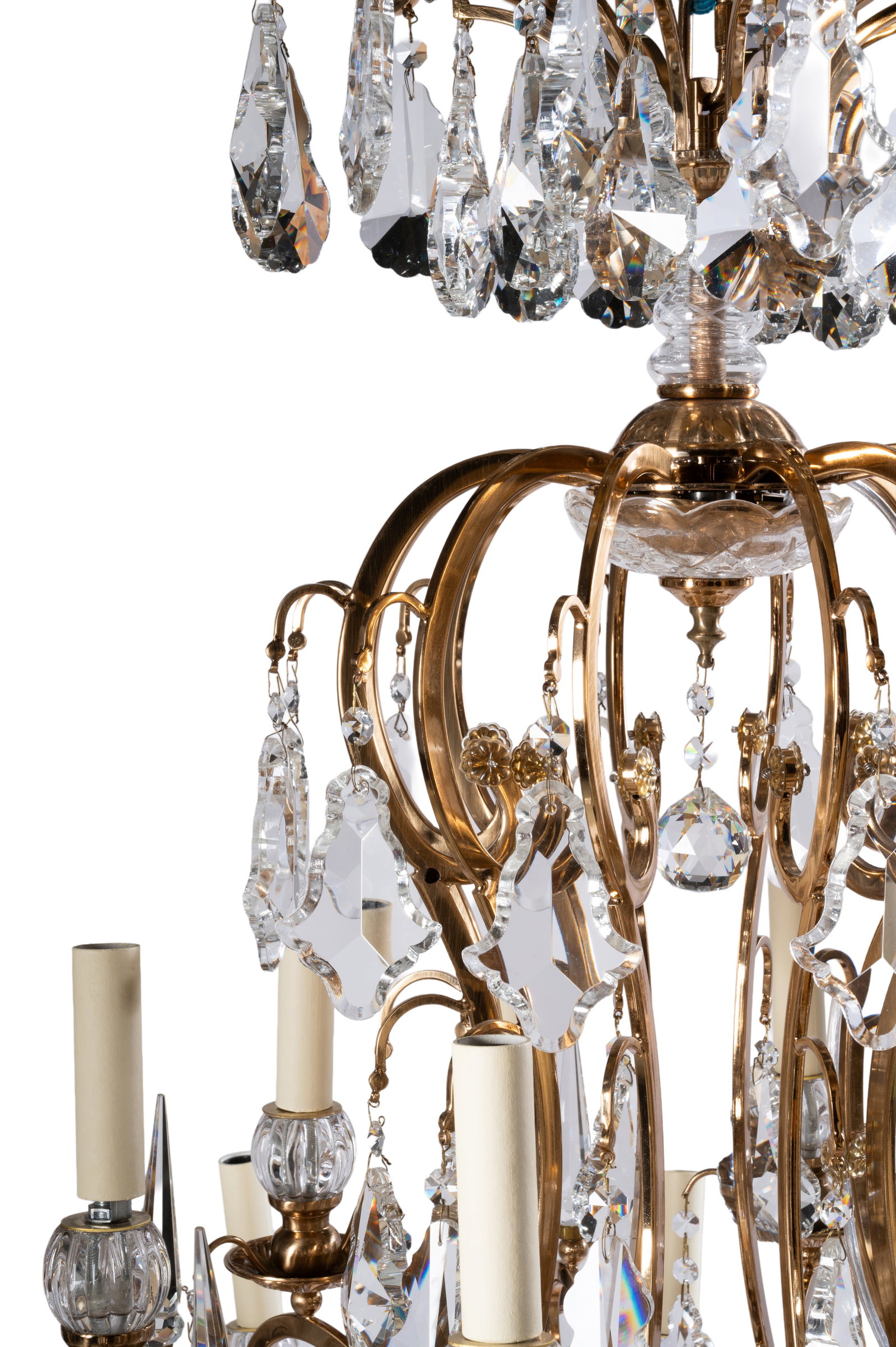 A FRENCH GILT METAL AND CUT MOULDED GLASS TWENTY-FIVE LIGHT CHANDELIER, MODERN - 2