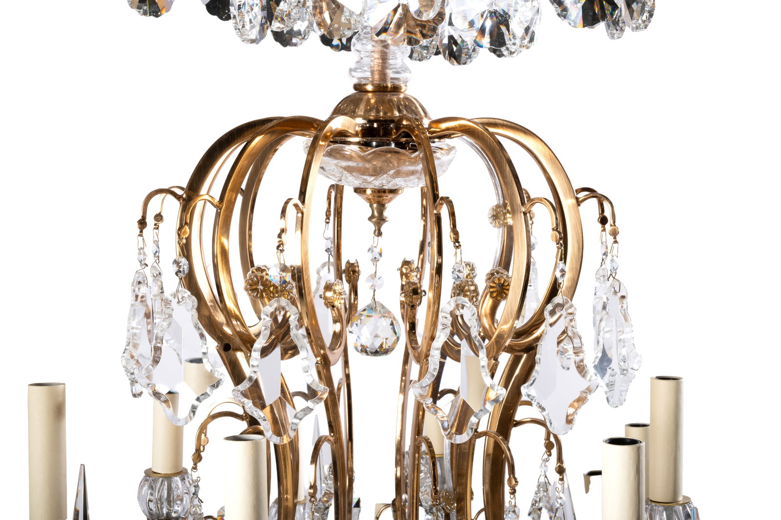 A FRENCH GILT METAL AND CUT MOULDED GLASS TWENTY-FIVE LIGHT CHANDELIER, MODERN - 3
