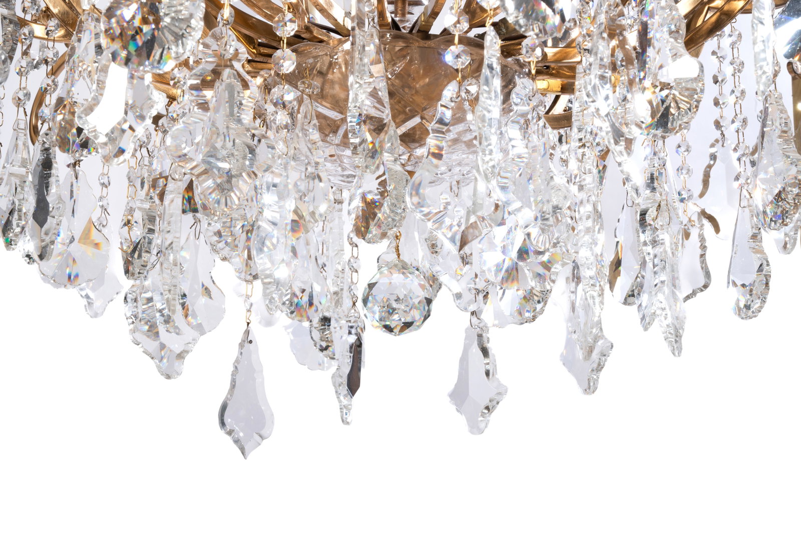 A FRENCH GILT METAL AND CUT MOULDED GLASS TWENTY-FIVE LIGHT CHANDELIER, MODERN - 4