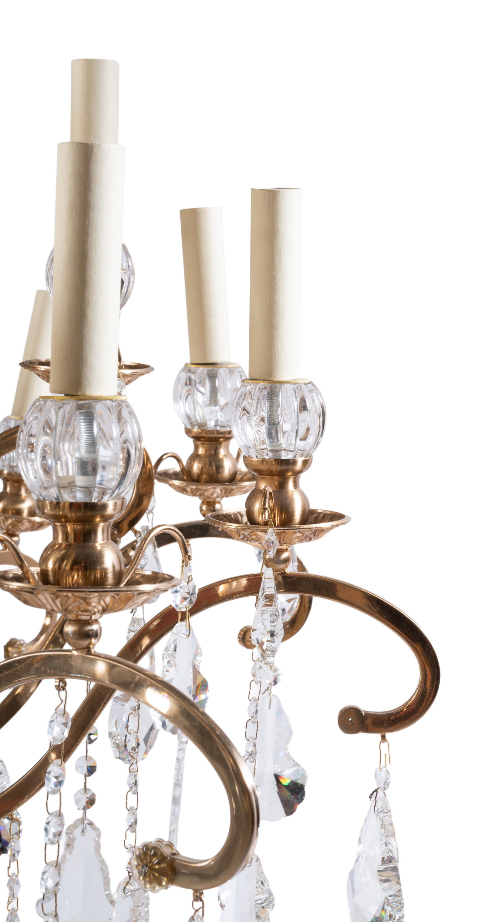 A FRENCH GILT METAL AND CUT MOULDED GLASS TWENTY-FIVE LIGHT CHANDELIER, MODERN - 5
