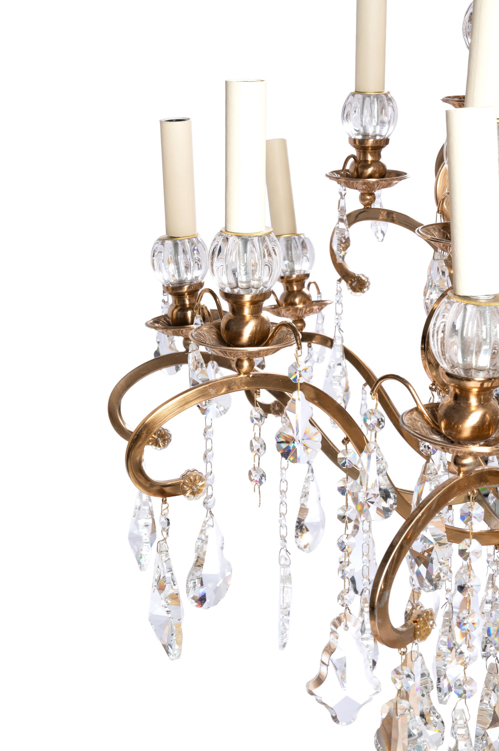 A FRENCH GILT METAL AND CUT MOULDED GLASS TWENTY-FIVE LIGHT CHANDELIER, MODERN - 6