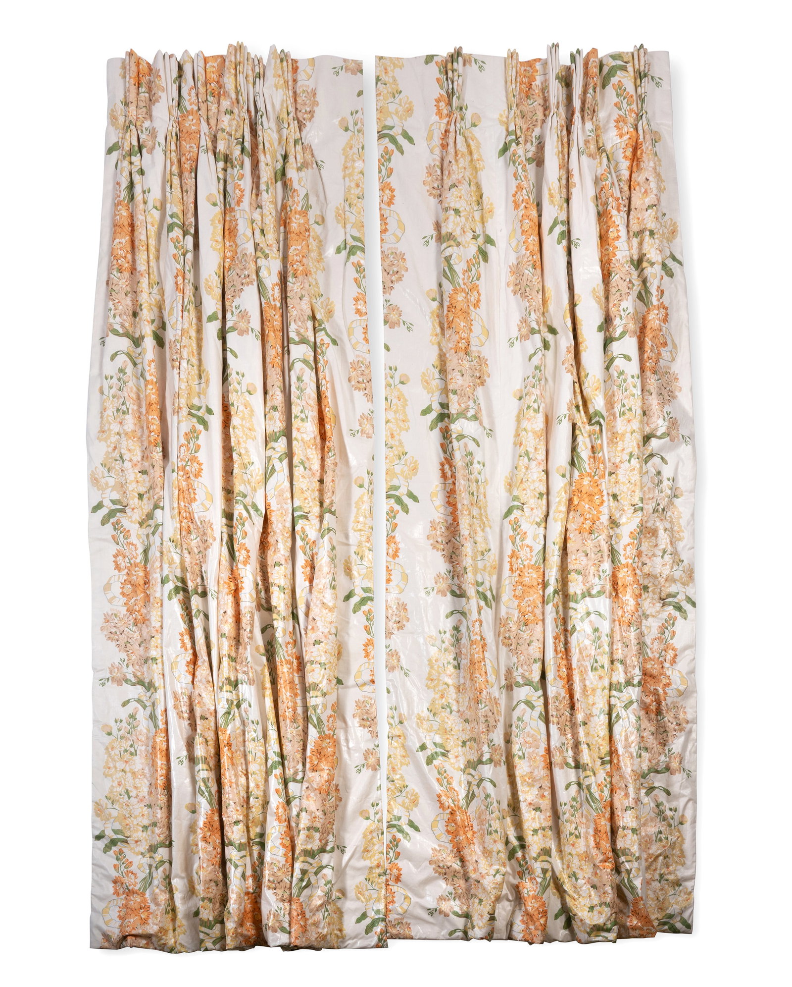A PAIR OF FLORAL CURTAINS, IN SIBYL COLEFAX & JOHN FOWLER ‘BROMPTON STOCK’ FABRIC: A PAIR OF FLORAL CURTAINS IN SIBYL COLEFAX & JOHN FOWLER ‘BROMPTON STOCK’ FABRIC, MODERN drop 200cm Condition Report Disclaimer