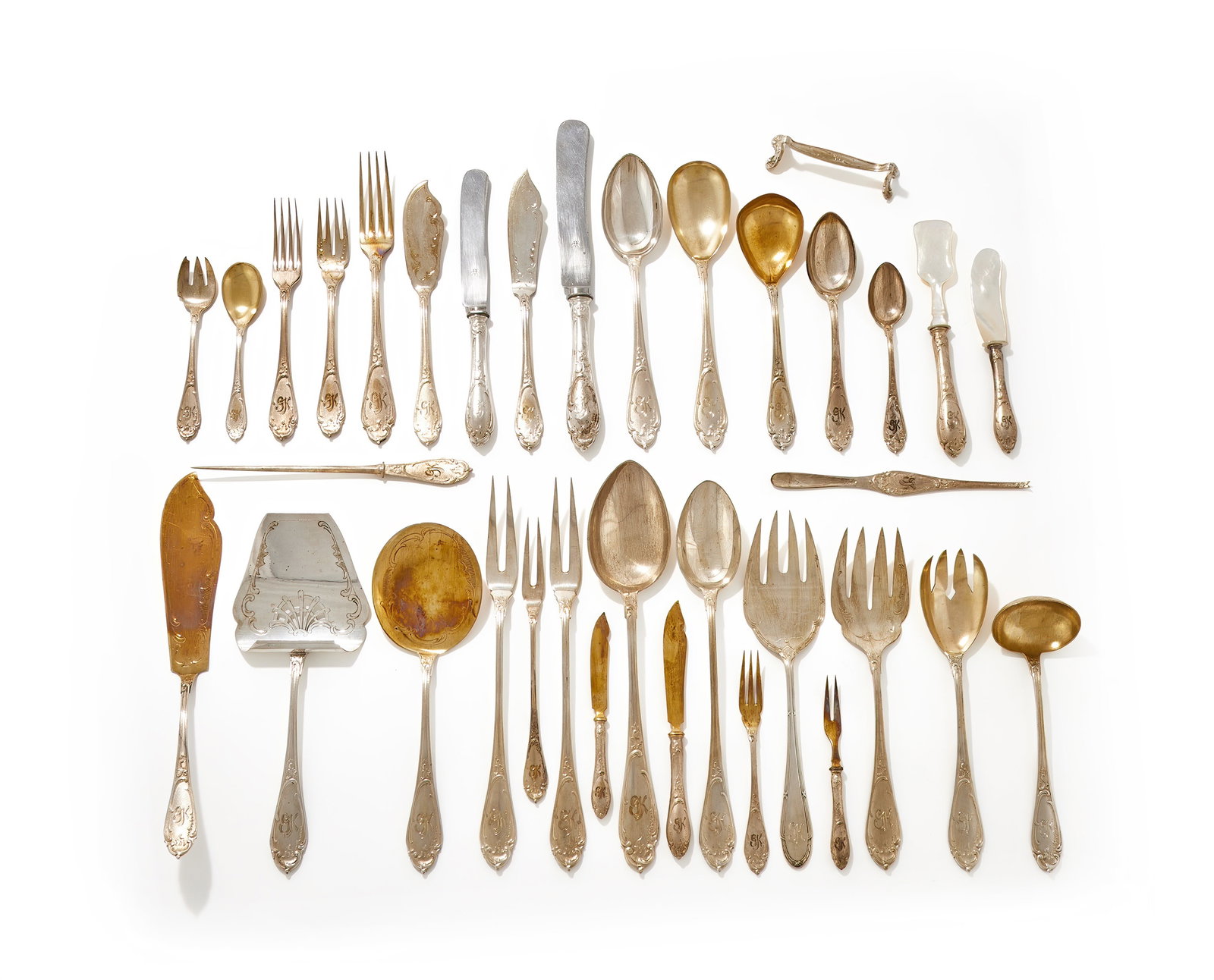 Y A VERY EXTENSIVE GERMAN SILVER BAROQUE/ROCOCO PATTERN CUTLERY SERVICE, EBERHARDT, .800 STANDARD (1 of 1)