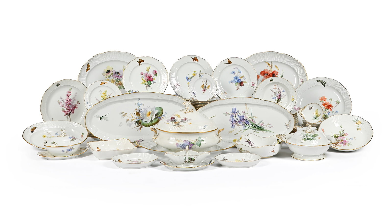 MEISSEN, FLOWERS AND BUTTERFLIES, AN EXTENSIVE PORCELAIN DINNER-SERVICE, CIRCA 1910 (1 of 3)