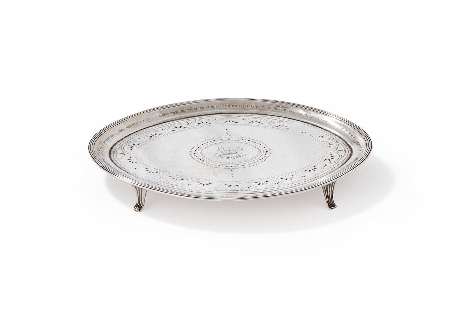 A GEORGE III SILVER OVAL TEA POT STAND, PETER & ANNE BATEMAN, LONDON 1792 (1 of 3)