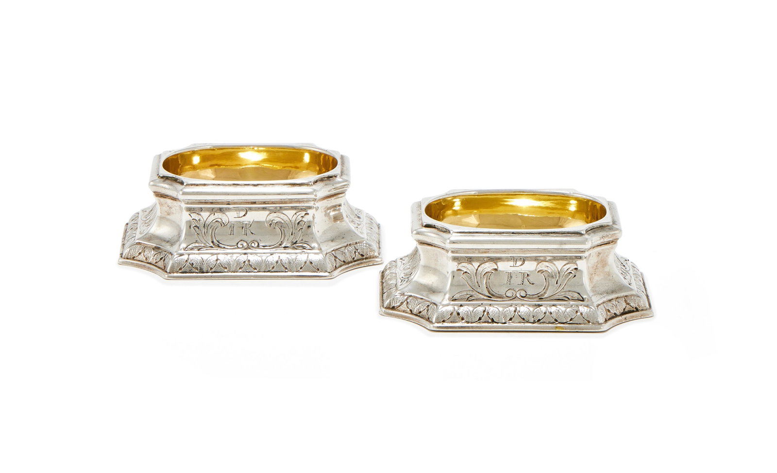 A PAIR OF GEORGE II SILVER TRENCHER SALTS, EDWARD WOOD, LONDON 1728 (1 of 3)