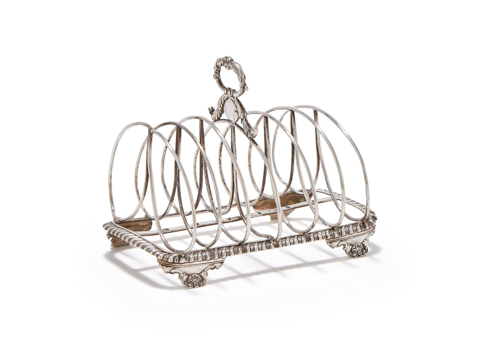 A WILLIAM IV SILVER SIX DIVISION TOAST RACK, JOHN, HENRY & CHARLES LIAS, LONDON 1832 (1 of 2)