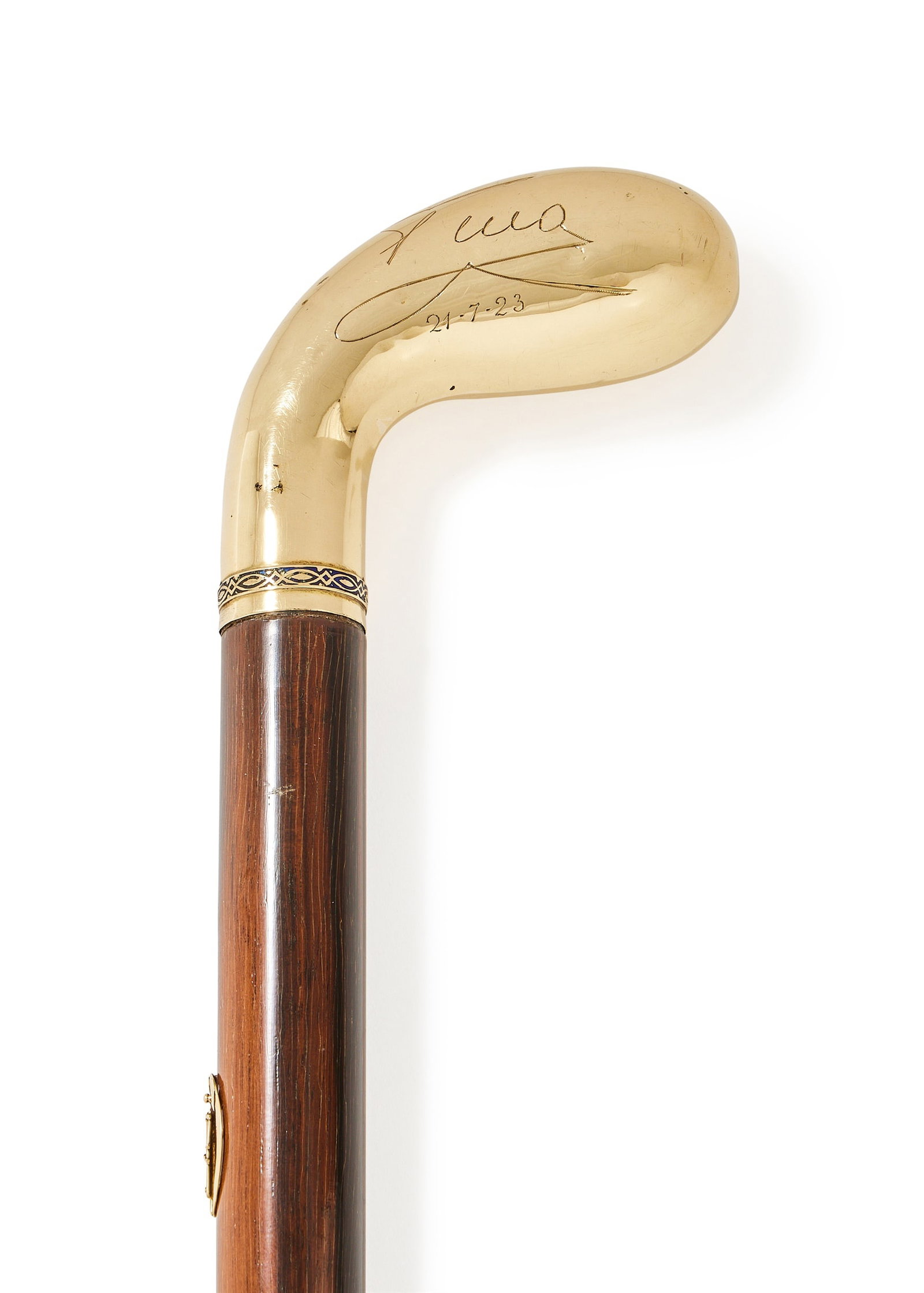 Y A FRENCH GOLD MOUNTED WALKING STICK, STAMPED 18K (1 of 2)
