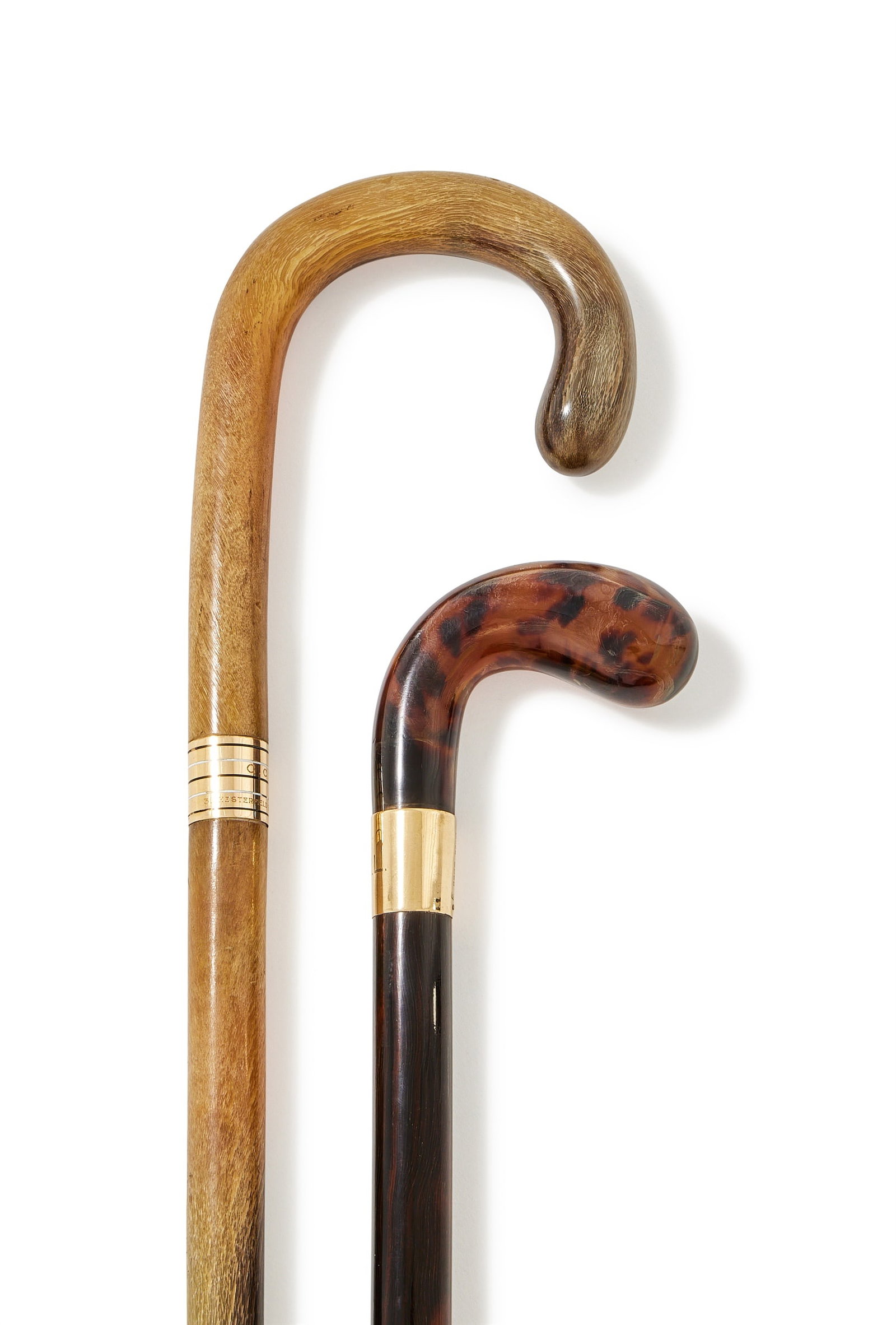 Y AN EDWARDIAN 18 CARAT GOLD AND TORTOISESHELL MOUNTED WALKING STICK, BRIGG, LONDON 1901 (1 of 4)