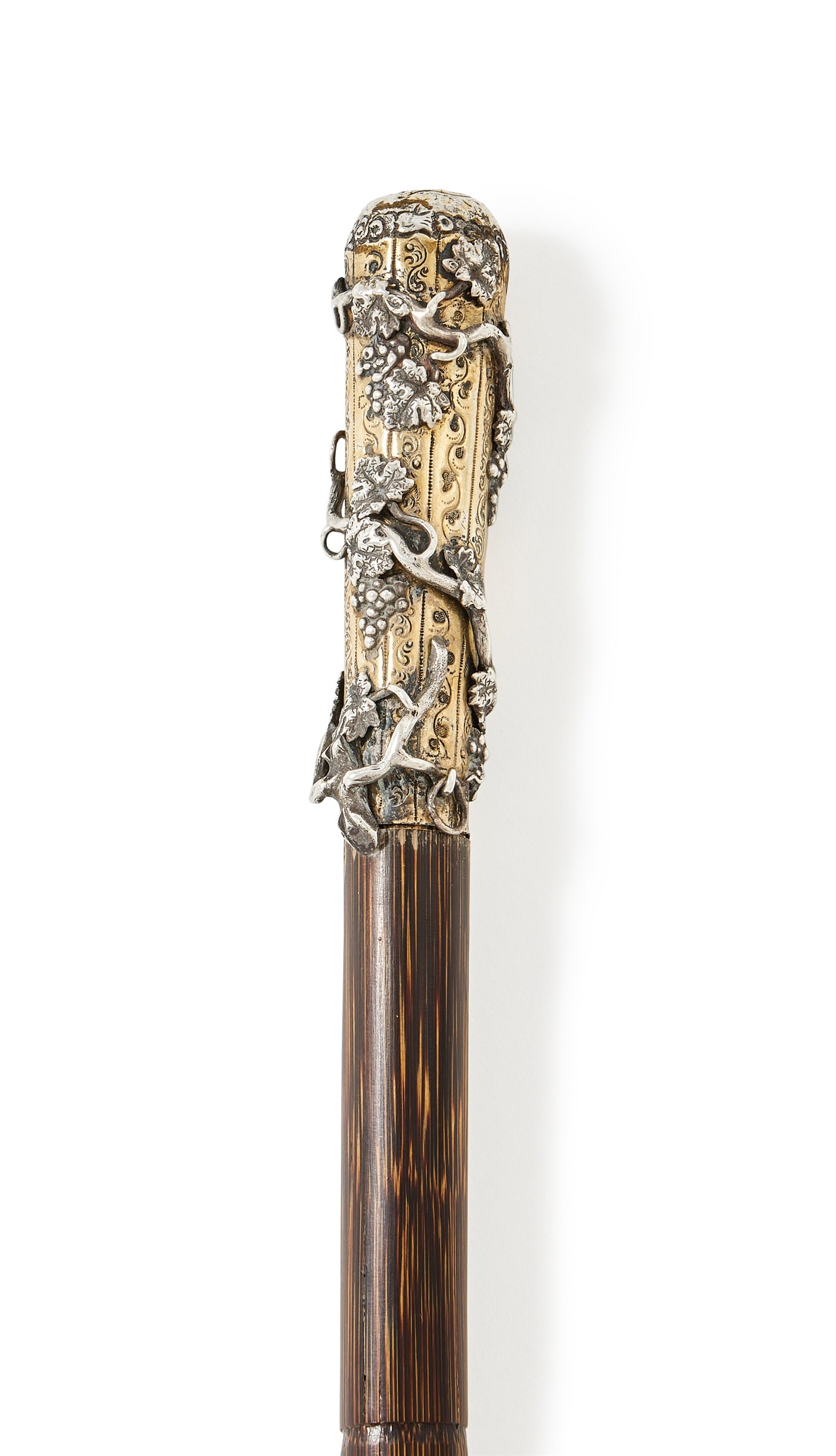 Y A FRENCH SILVER GILT MOUNTED WALKING STICK, 1838 - 1973 .950 STANDARD (1 of 2)