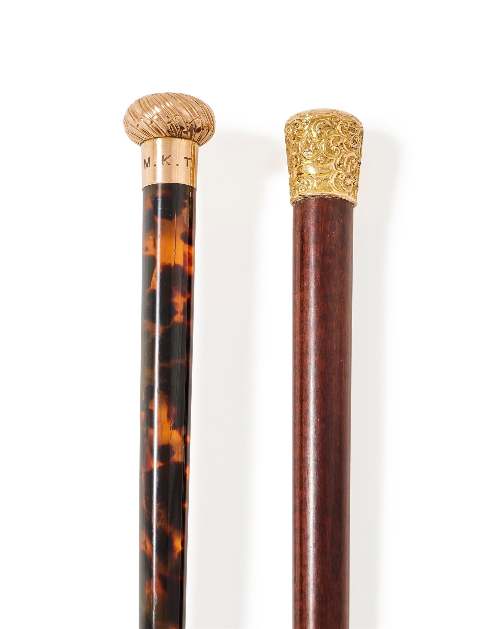 Y TWO GOLD MOUNTED WALKING STICKS (1 of 1)