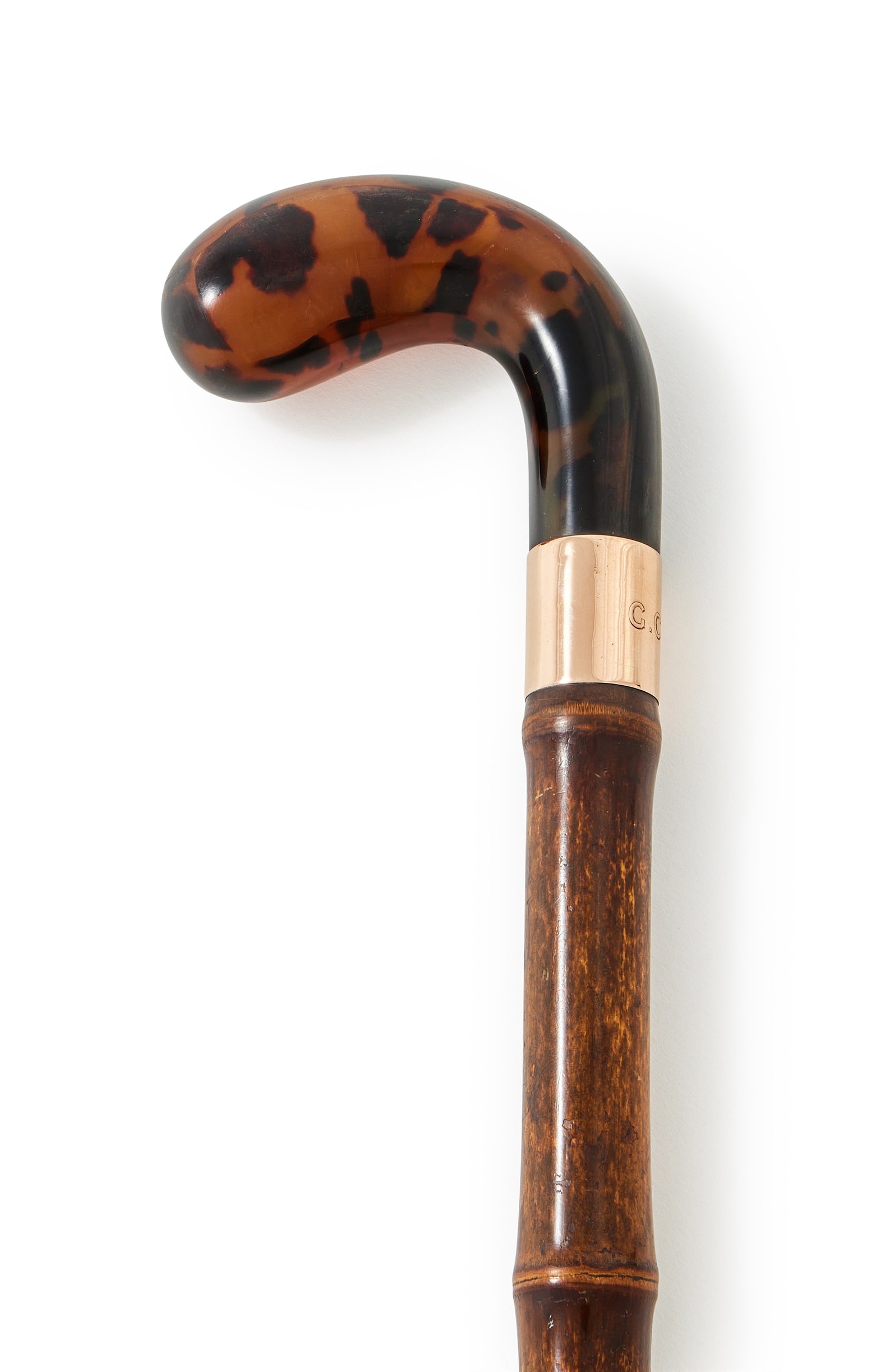 Y A VICTORIAN 15 CARAT GOLD AND TORTOISESHELL MOUNTED WALKING STICK, BRIGG, LONDON 1897 (1 of 3)