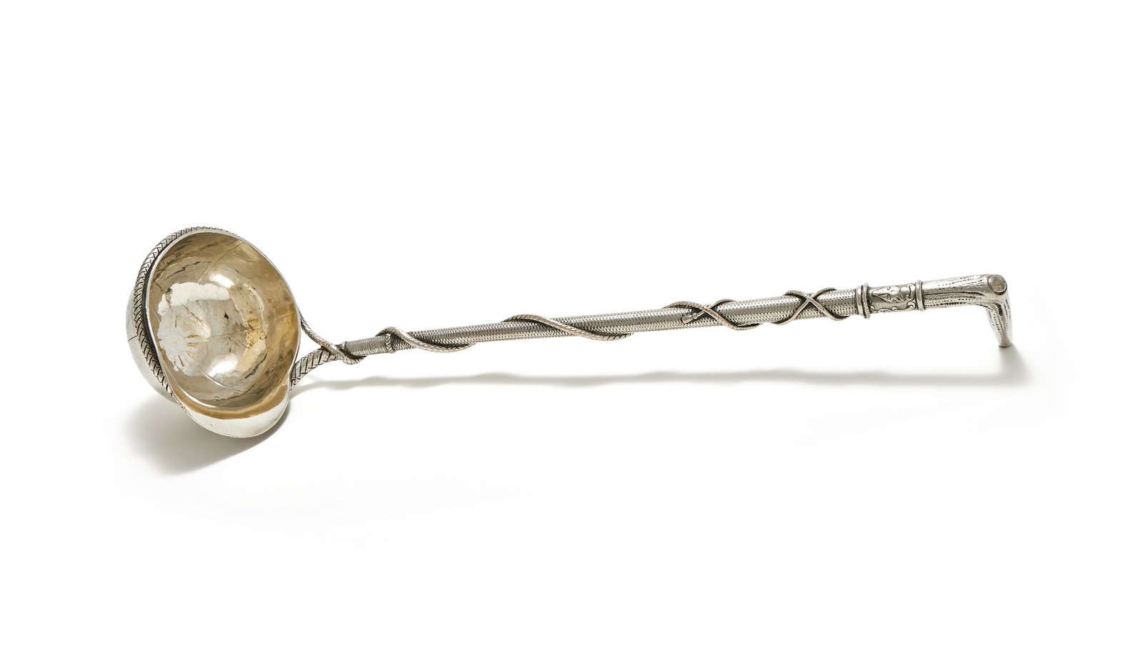 A COLONIAL SILVER NOVELTY CAP PUNCH LADLE, UNMARKED, POSSIBLY INDIAN (1 of 3)
