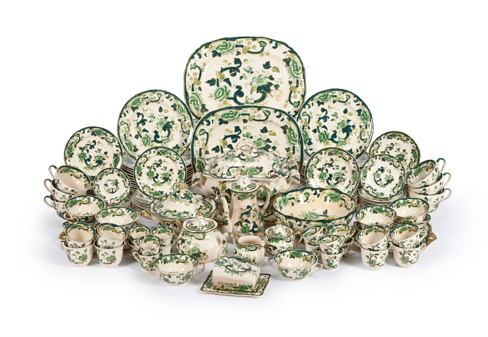 ASHWORTH'S BROS, GREEN CHARTREUSE, A MASON'S IRONSTONE PART DINNER AND BREAKFAST SERVICE (1 of 3)