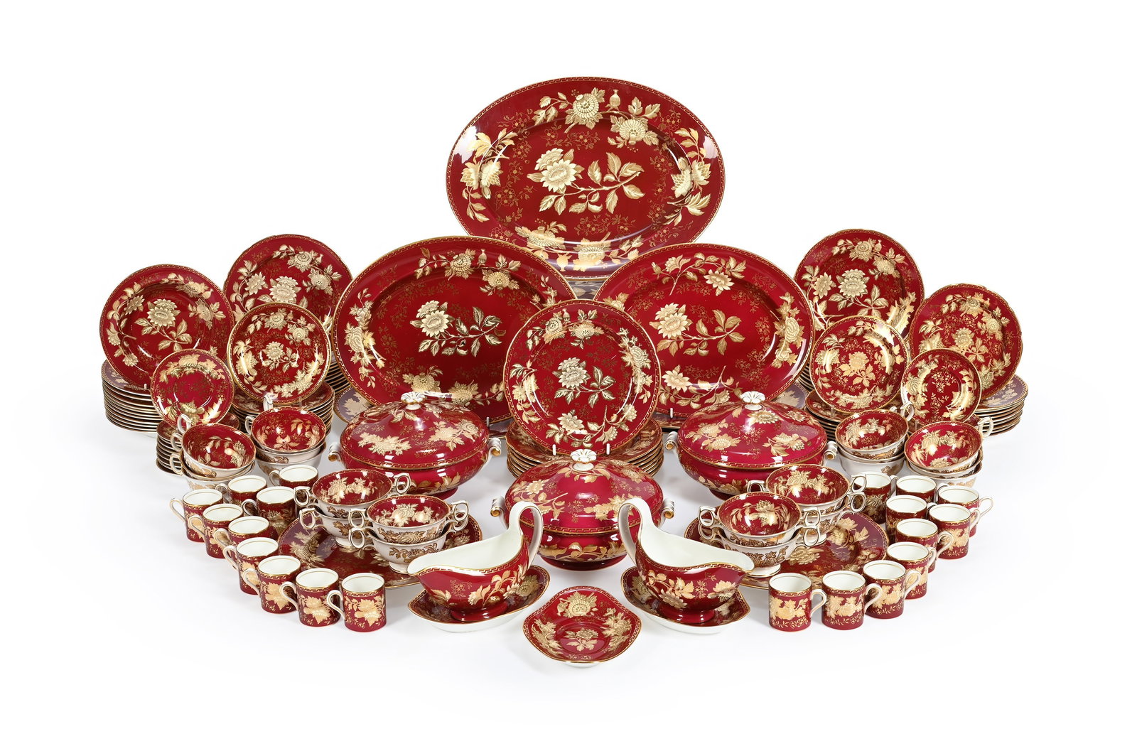 WEDGWOOD, RUBY TONQUIN, A PART DINNER SERVICE, MODERN (1 of 3)