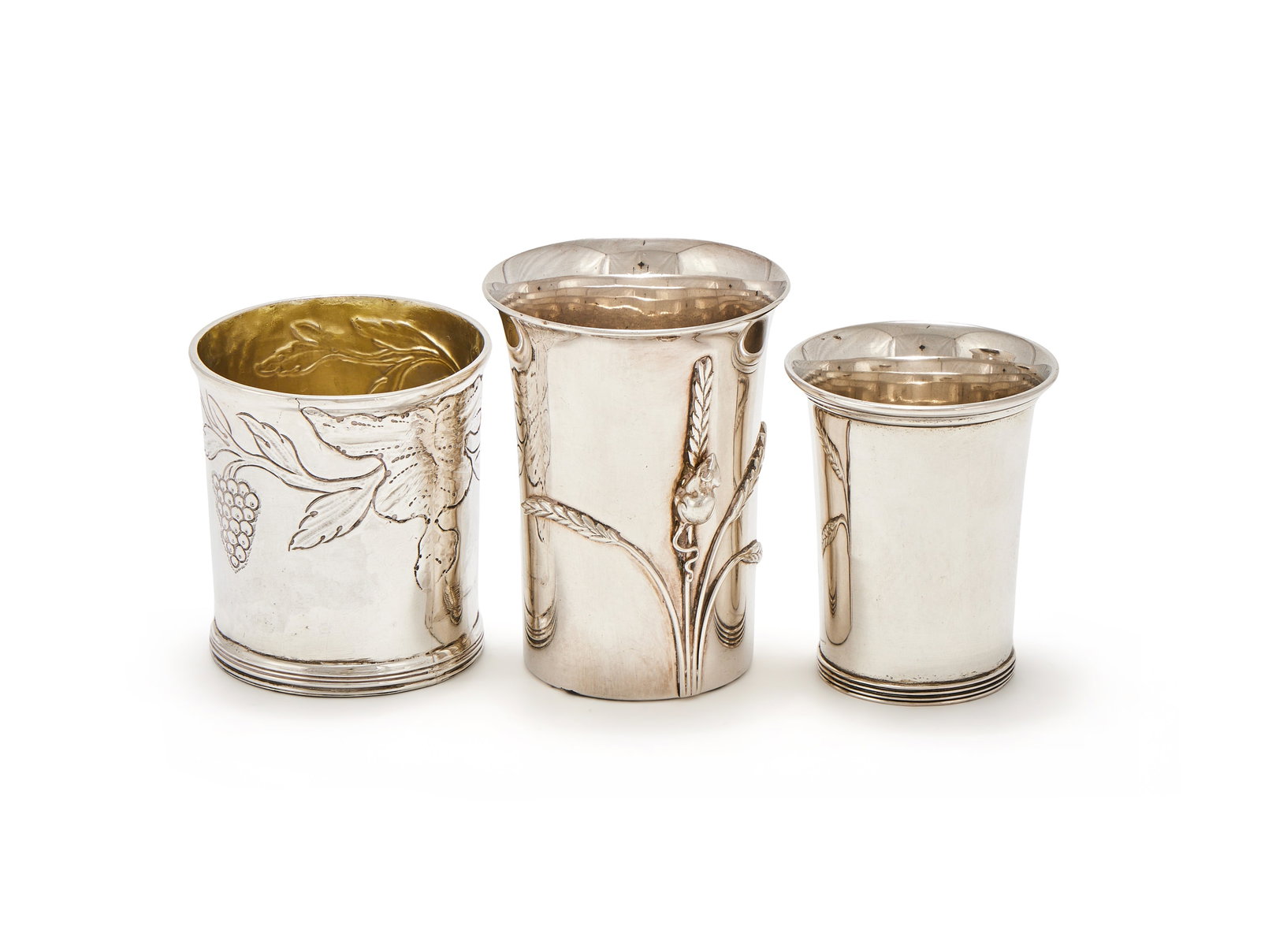THREE SILVER BEAKERS (1 of 2)