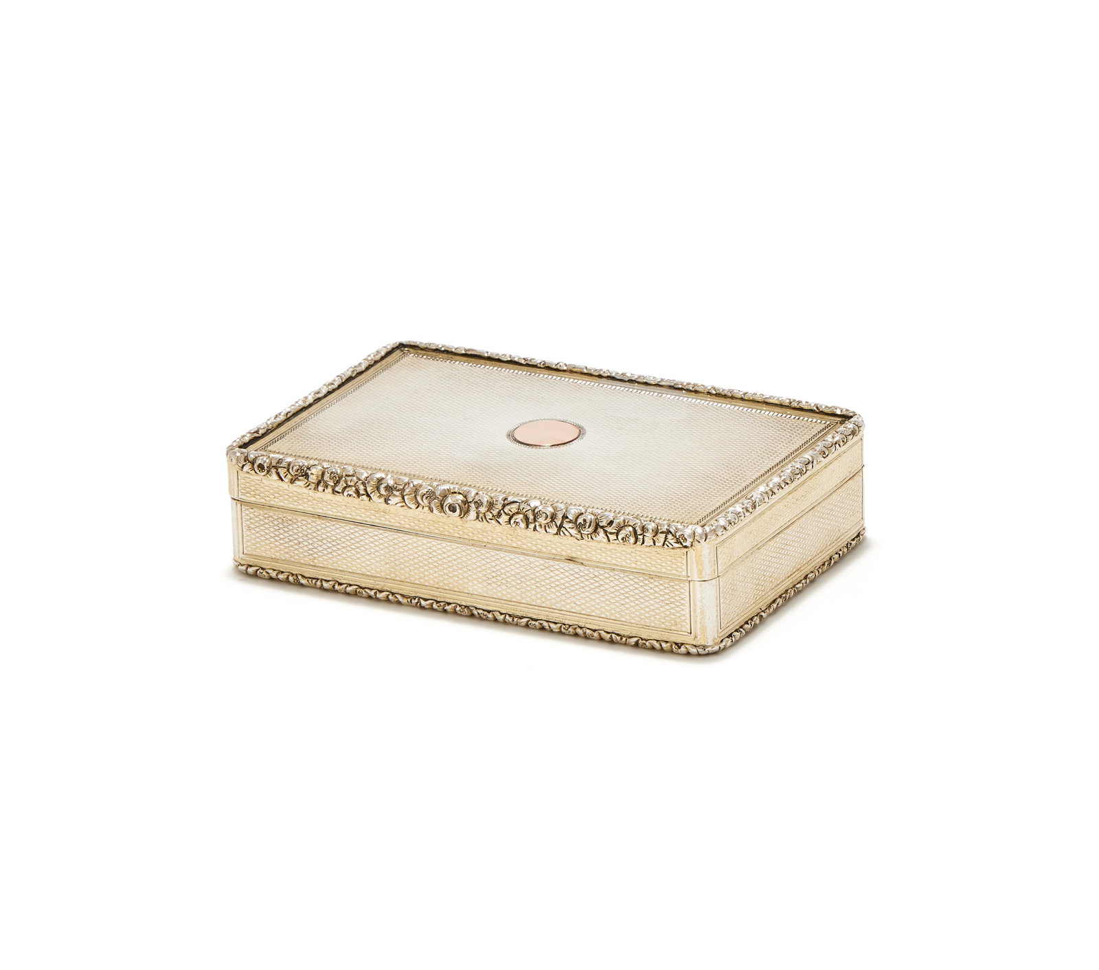 A WILLIAM IV SILVER RECTANGULAR SNUFF BOX, EDWARD EDWARDS II, LONDON 1833: A WILLIAM IV SILVER RECTANGULAR SNUFF BOXEDWARD EDWARDS II, LONDON 1833With chased floral borders, engine turned decoration and a circular vacant reserve9cm long142g (4.55 oz)