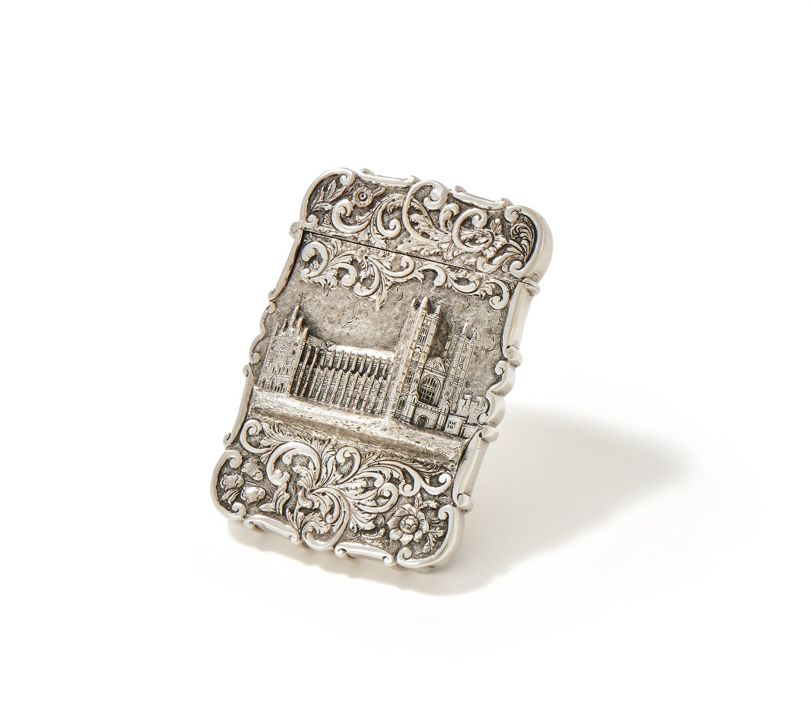 A VICTORIAN SILVER SHAPED RECTANGULAR CARD CASE, NATHANIEL MILLS, BIRMINGHAM 1845 (1 of 3)