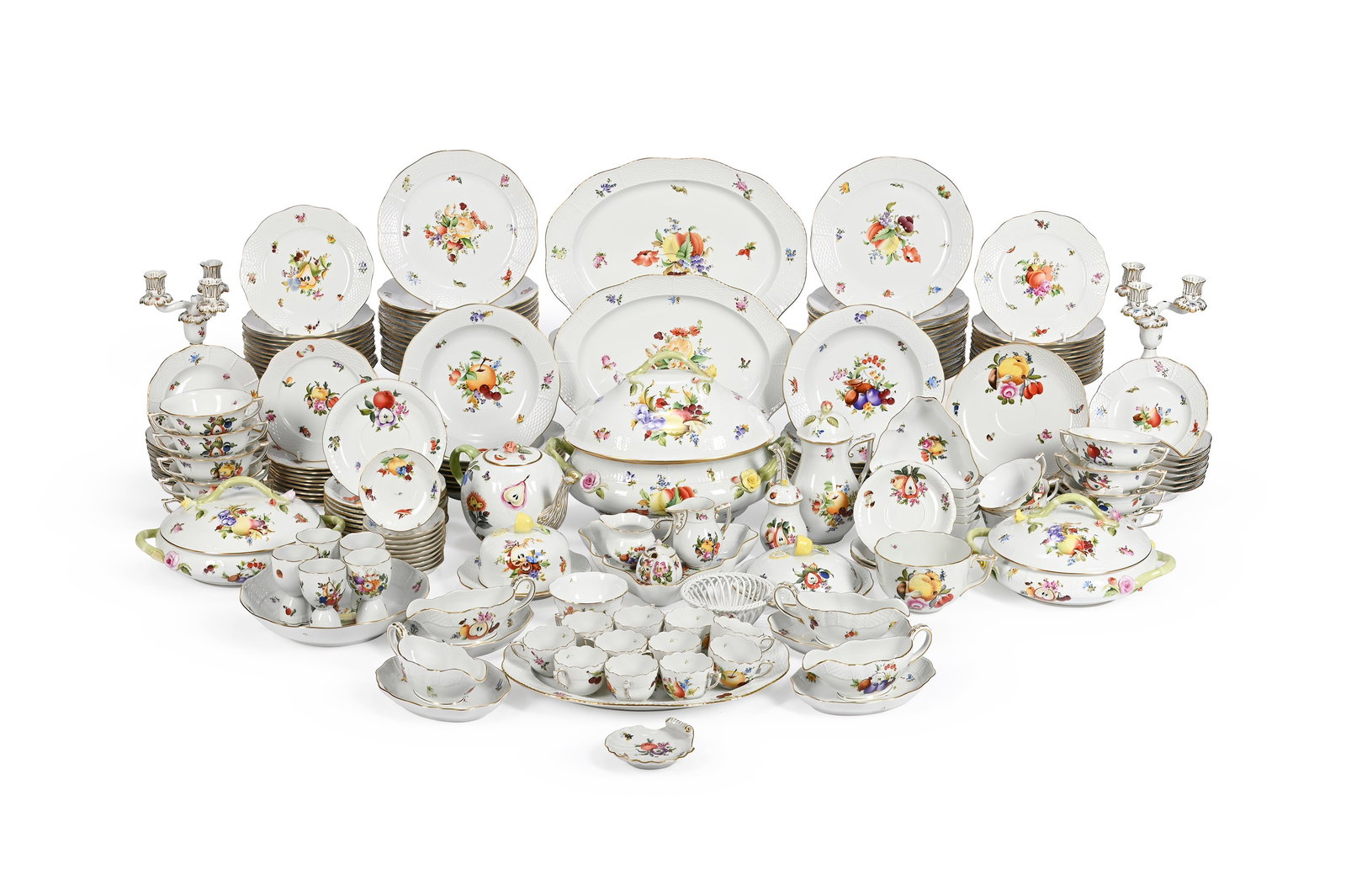 HEREND, FRUIT AND FLOWERS, A MODERN PART DINNER SERVICE (1 of 3)