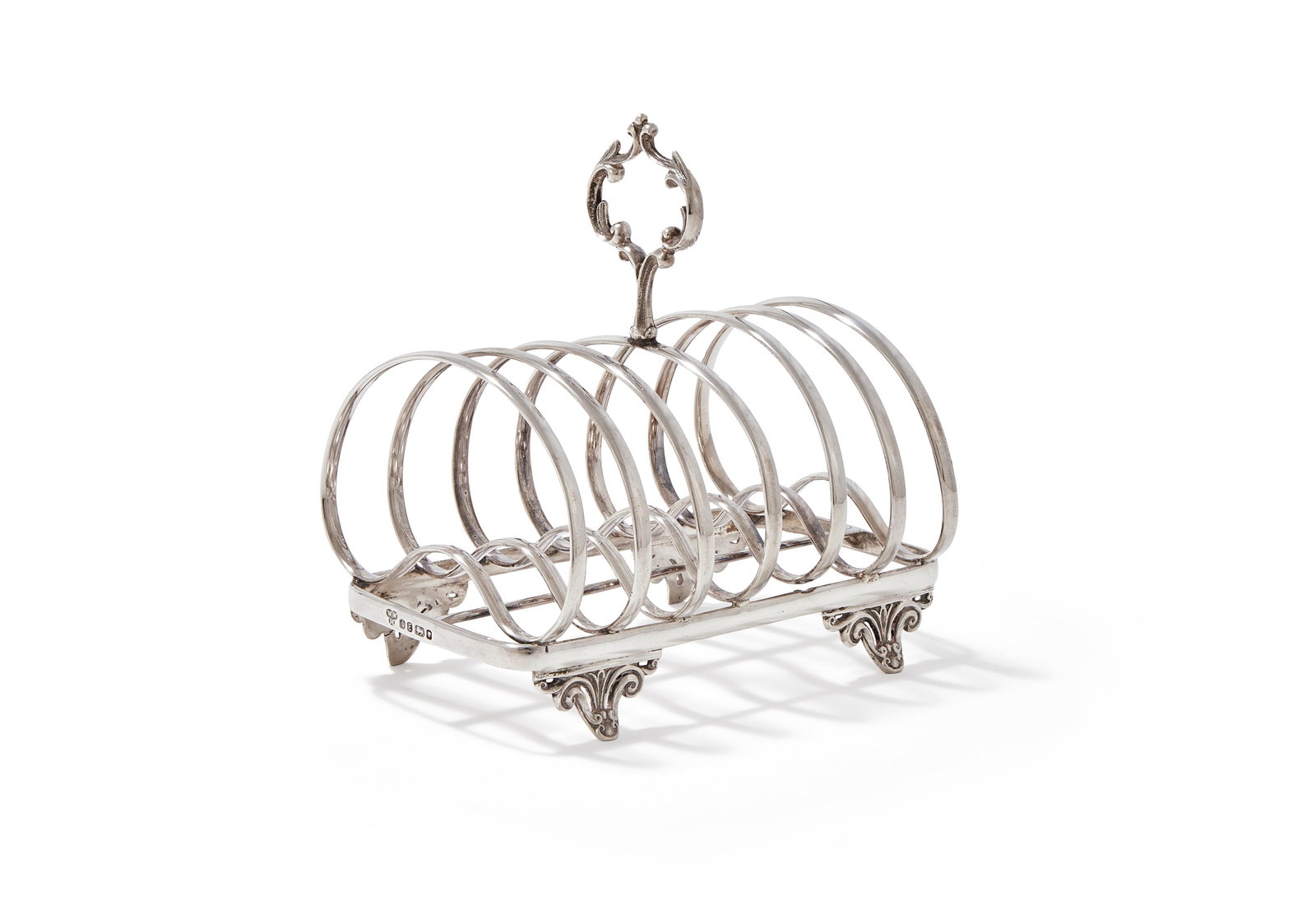 A VICTORIAN SILVER SIX DIVISION TOAST RACK, W. W. HARRISON & CO., SHEFFIELD 1872 (1 of 2)