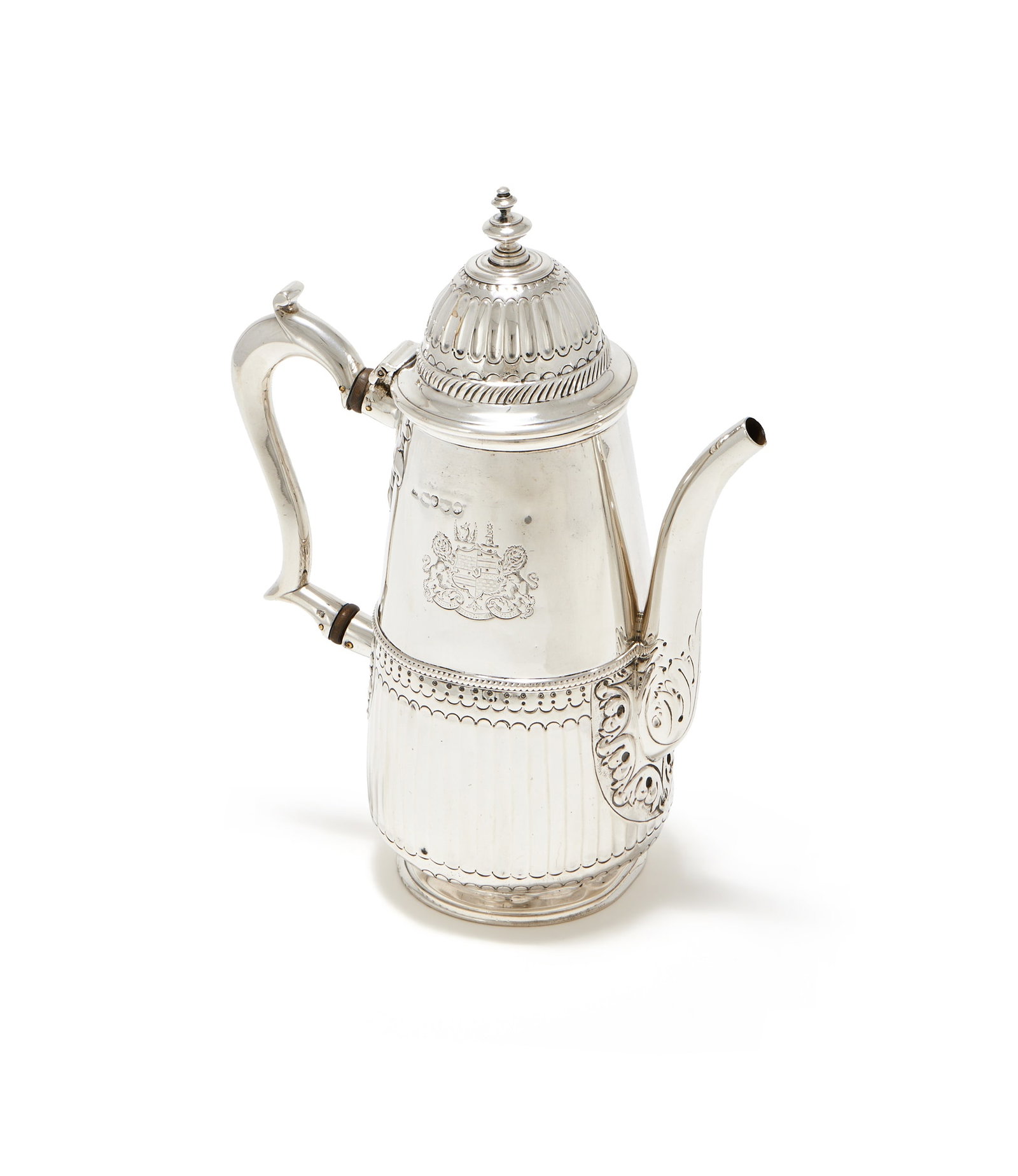 A VICTORIAN SILVER COFFEE POT, JOHN ALDWINCKLE & THOMAS SLATER, LONDON 1887 (1 of 3)