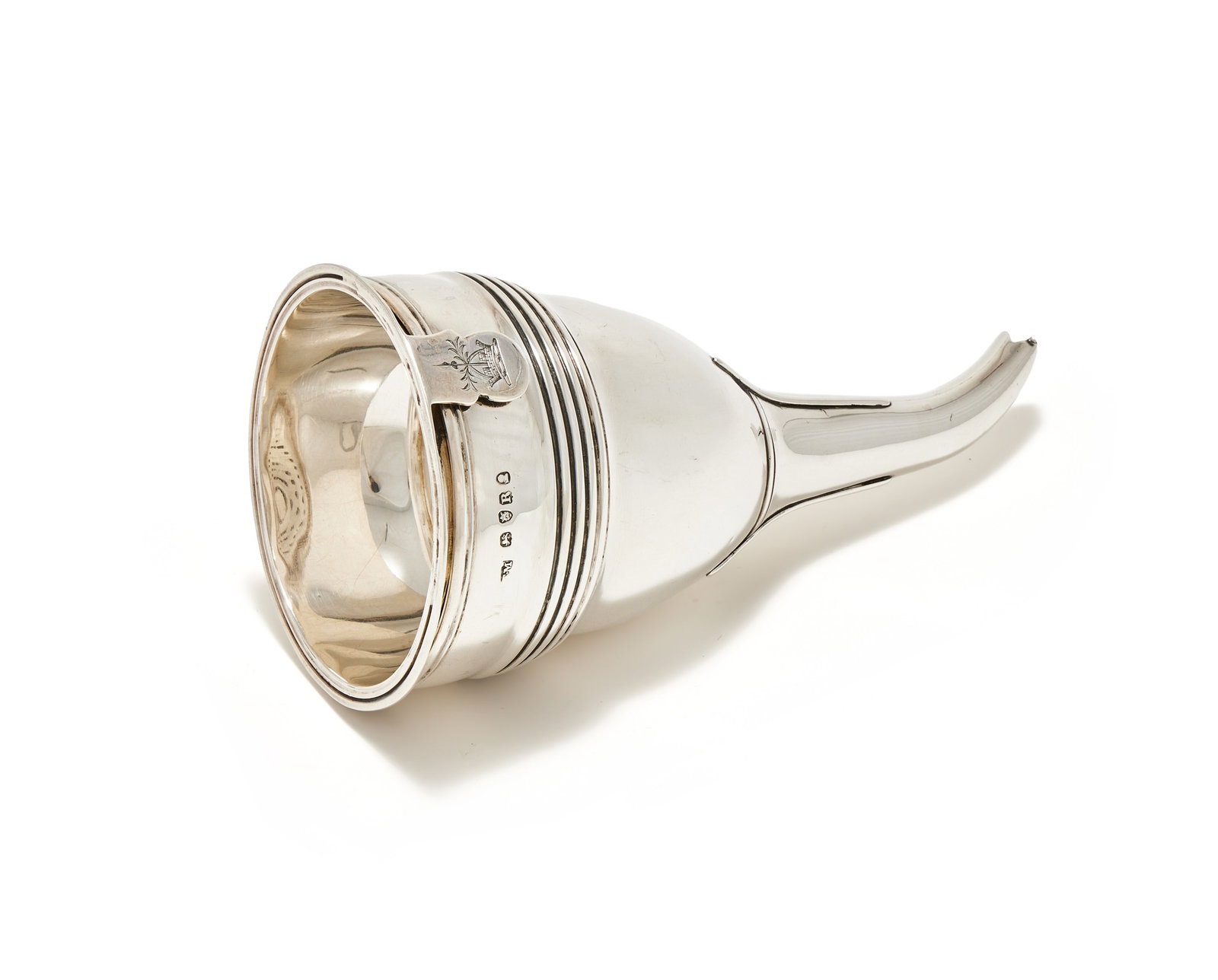 A GEORGE III SILVER WINE FUNNEL, MAKER'S MARK ... .M, LONDON 1812 (1 of 2)