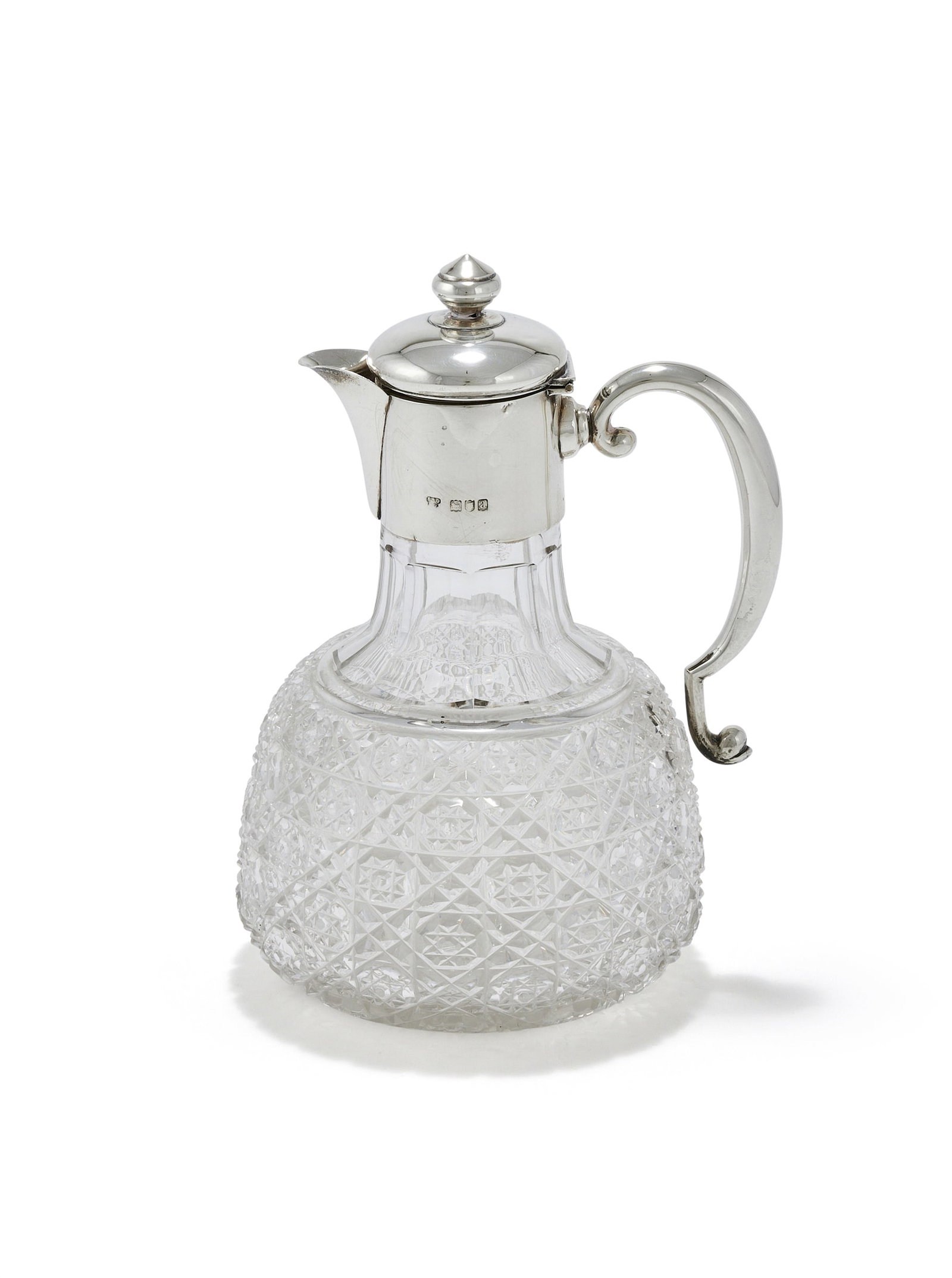 A VICTORIAN SILVER MOUNTED AND CUT GLASS CLARET JUG, DREW & SONS, LONDON 1896 (1 of 2)