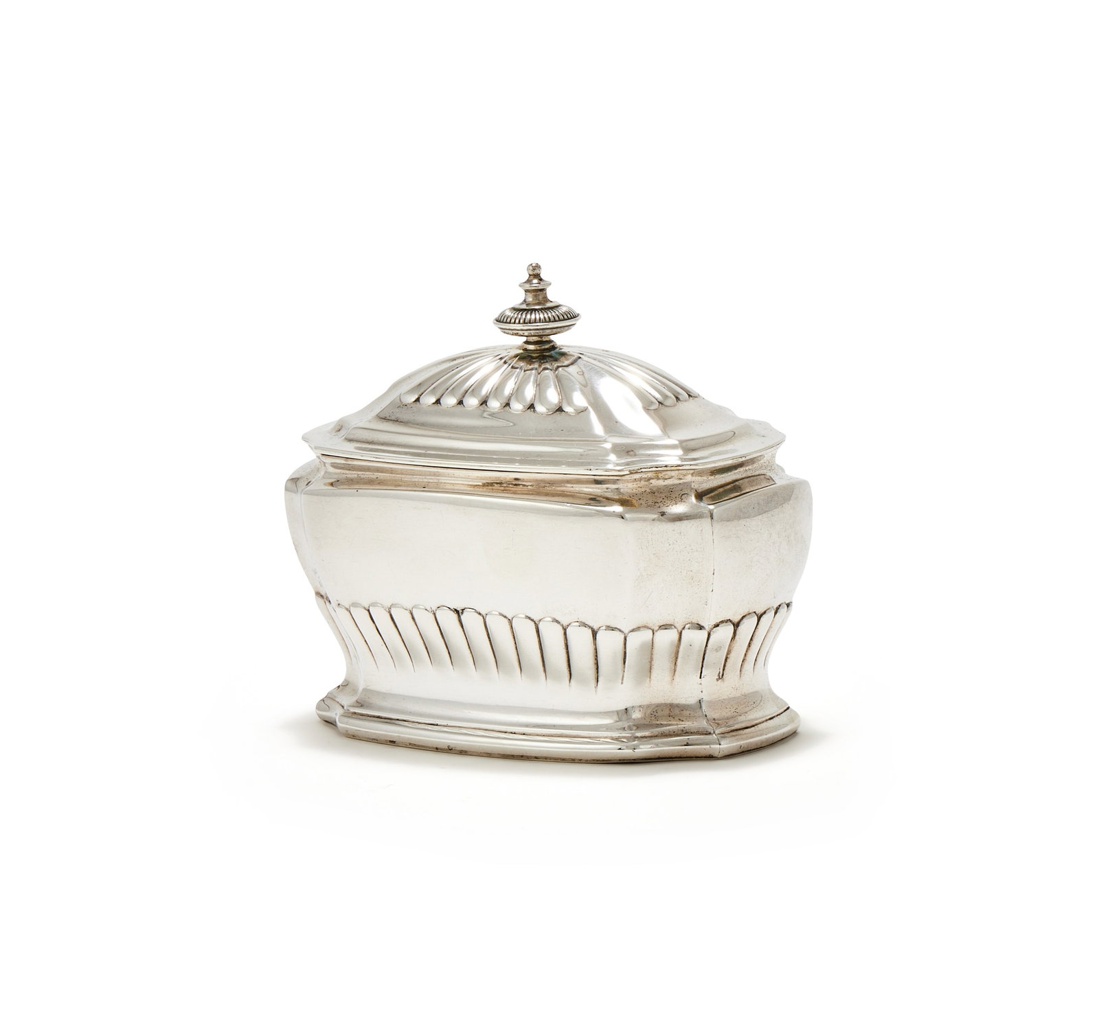TIFFANY & CO., AN AMERICAN SILVER OBLONG SUGAR BOX, STAMPED STERLING-SILVER: TIFFANY & CO., AN AMERICAN SILVER OBLONG SUGAR BOXSTAMPED STERLING-SILVERWith a lobed circular finial to the lobed domed cover and a half lobed body11.5cm long217g (7 oz)