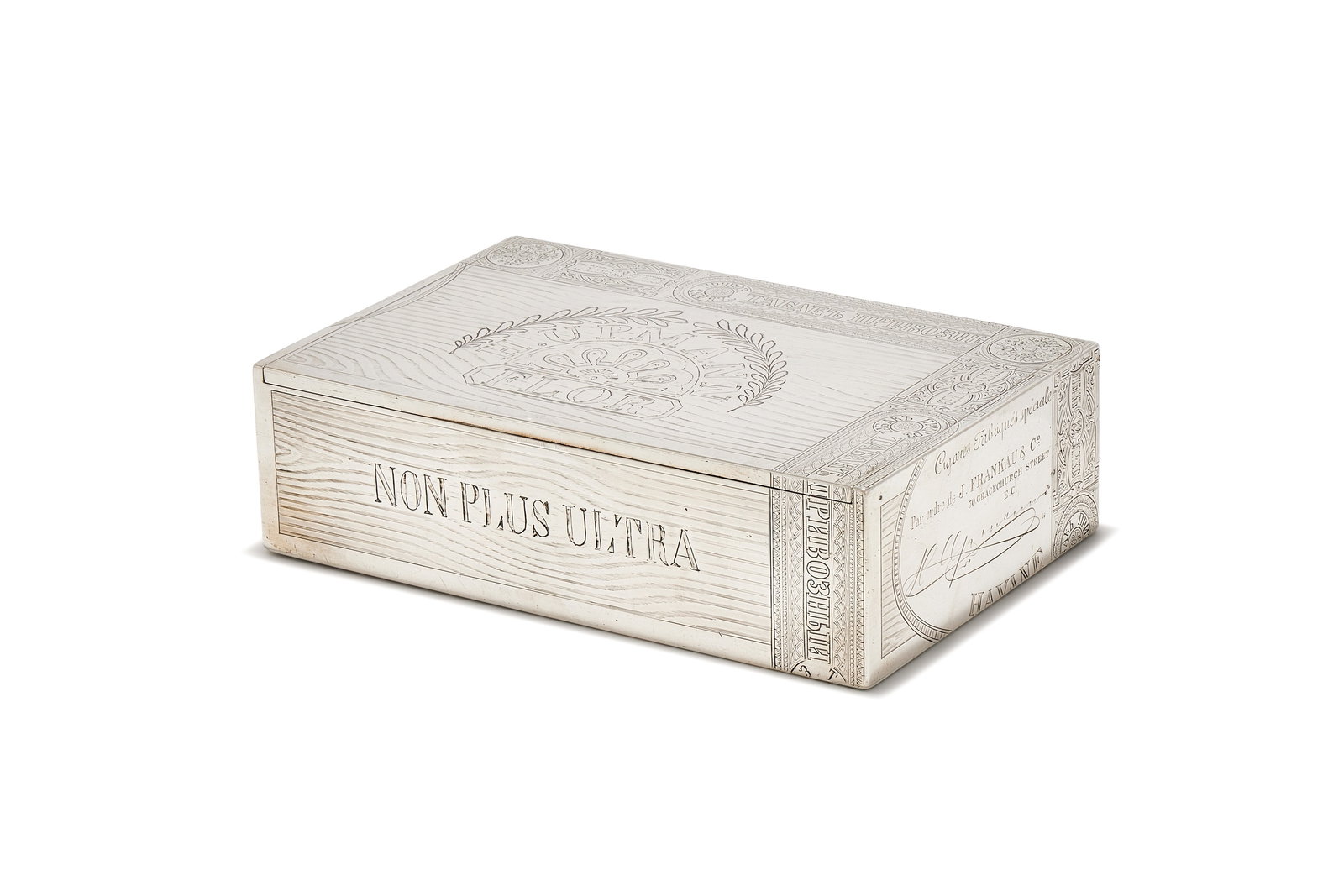 A RUSSIAN SILVER TROMPE L'OEIL CIGAR BOX, OVCHINNIKOV, MOSCOW 1874, IMPERIAL WARRANT MARK (1 of 5)
