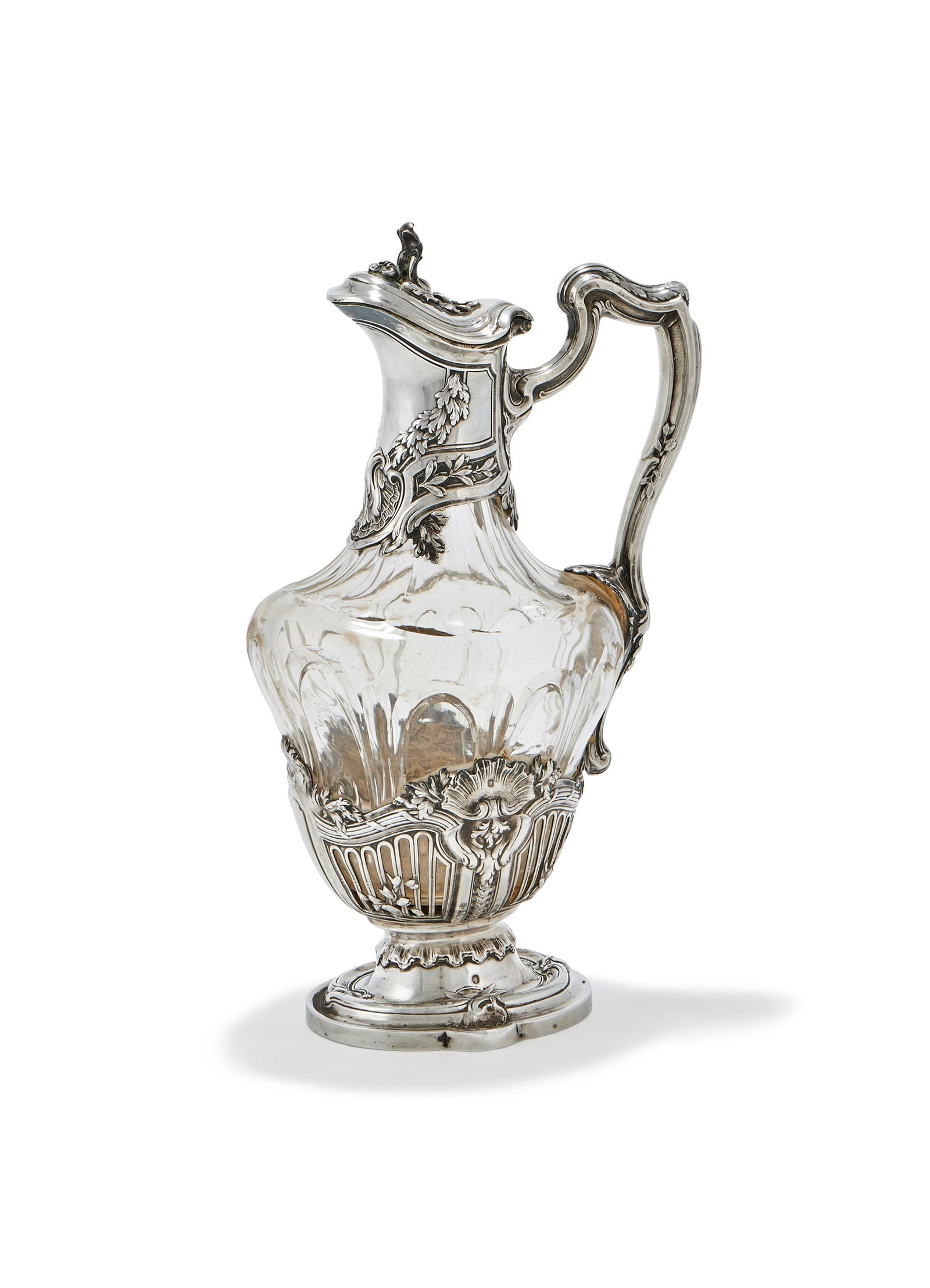 A FRENCH SILVER MOUNTED AND GLASS CLARET JUG, ÉMILE PUIFORCAT, PARIS CIRCA 1900 (1 of 1)