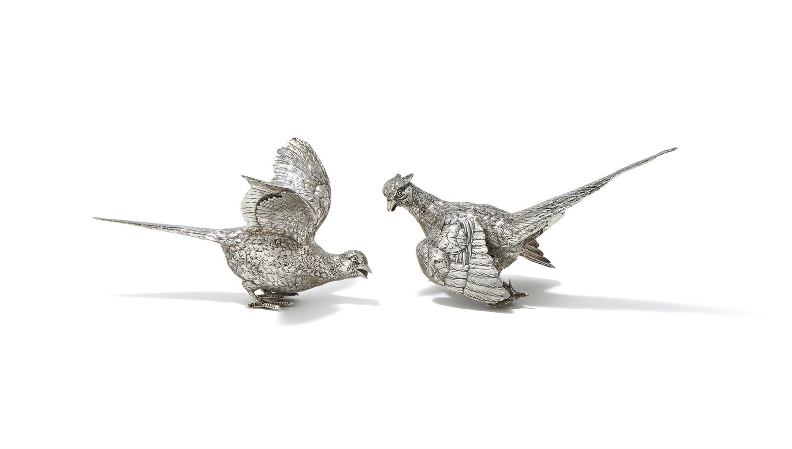 A PAIR OF DUTCH SILVER TABLE PHEASANTS, .833 STANDARD, CIRCA 1934 (1 of 3)