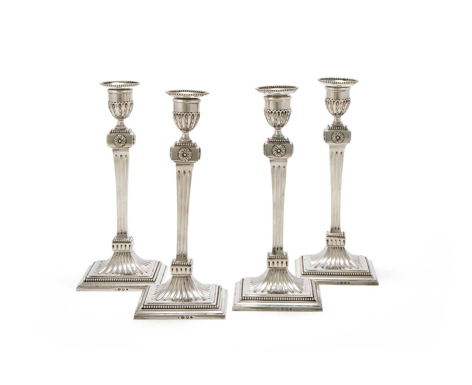 A SET OF FOUR DUTCH SILVER CANDLESTICKS, .833 STANDARD, 1933 (2) AND 1934 (2) (1 of 2)