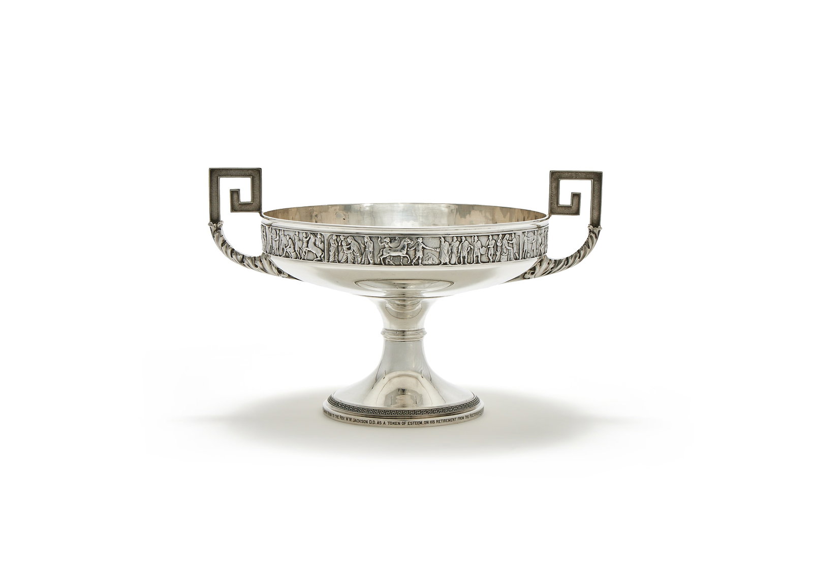 A SILVER TWIN HANDLED PEDESTAL BOWL, HORACE WOODWARD & CO. LTD., LONDON 1912 (1 of 3)