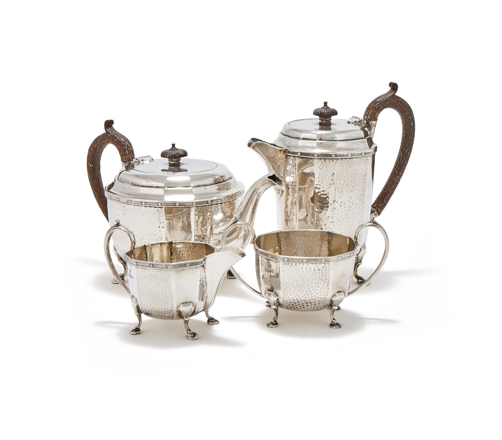 A MATCHED SILVER FOUR PIECE TEA SET (1 of 3)