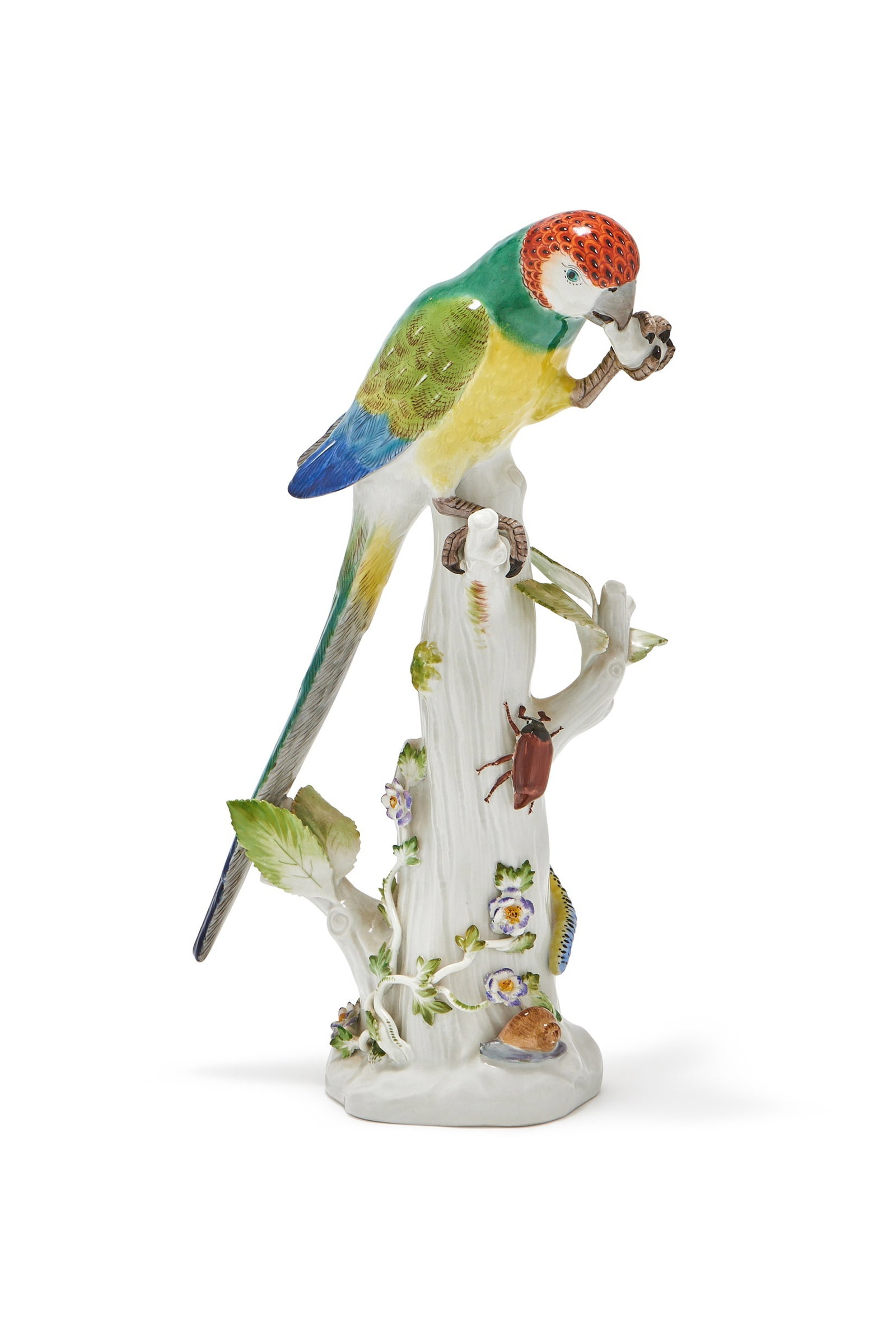 A MEISSEN MODEL OF A PARROT OR MACAW, BLUE CROSSED SWORDS MARK, 20TH CENTURY (1 of 3)