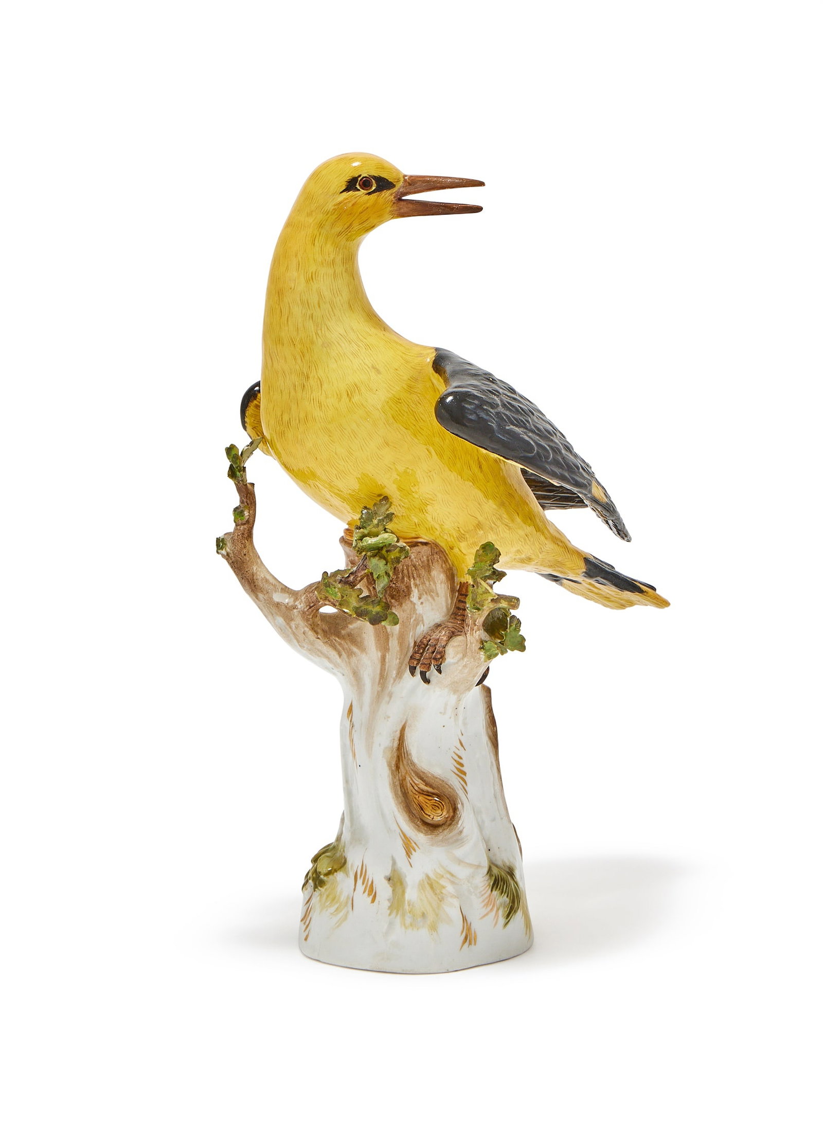 A MEISSEN MODEL OF A GOLDEN ORIOLE, BLUE CROSSED SWORDS MARK, LATE 19TH CENTURY (1 of 3)