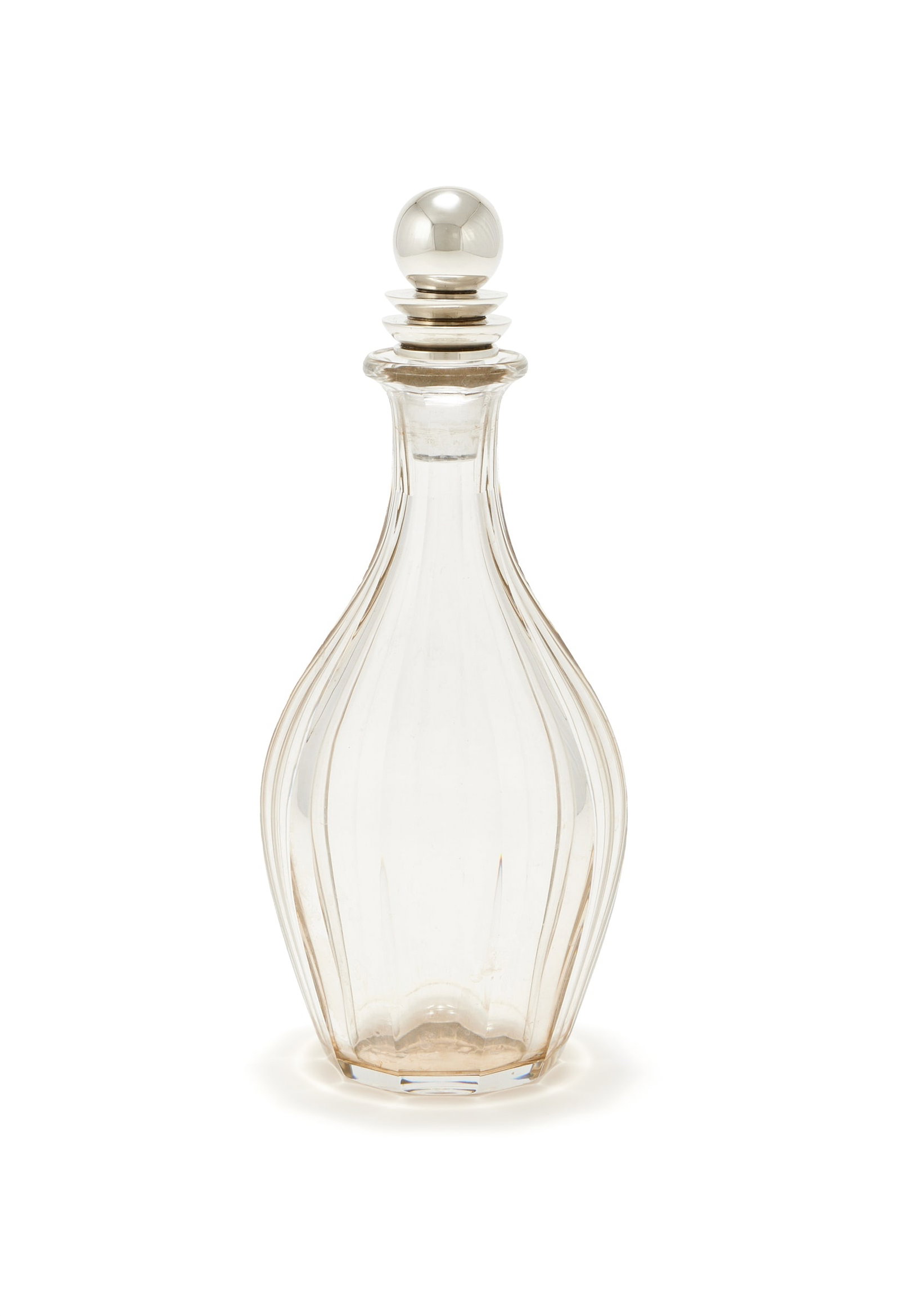 BACCARAT, A GLASS DECANTER WITH A SILVER STOPPER BY GEORG JENSEN LTD. (1 of 2)