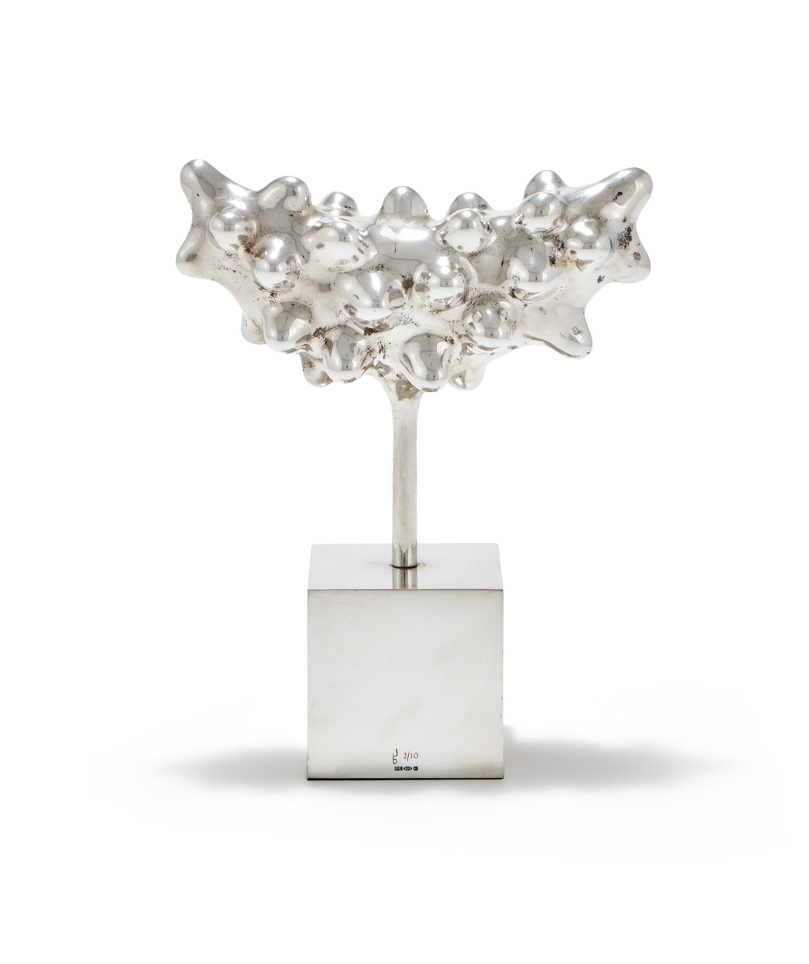 JON BUCK, PROTEIFORM, A SILVER SCULPTURE, NO. 2/10: JON BUCK, PROTEIFORMA SILVER SCULPTURE, NO. 2/10On a square plinth22cm high