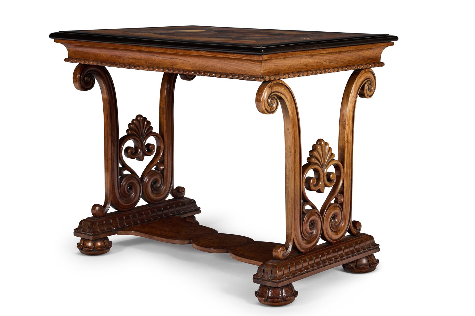 Y A SINHALESE ROSEWOOD, CALAMANDER AND SPECIMEN PARQUETRY WRITING TABLE, GALLE, CIRCA 1830 (1 of 4)